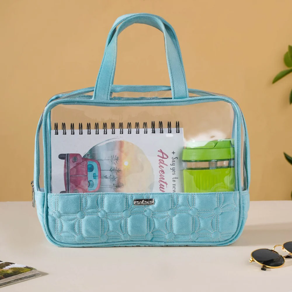 Velvet Travel Pouch Set of 4 Blue - Image 8