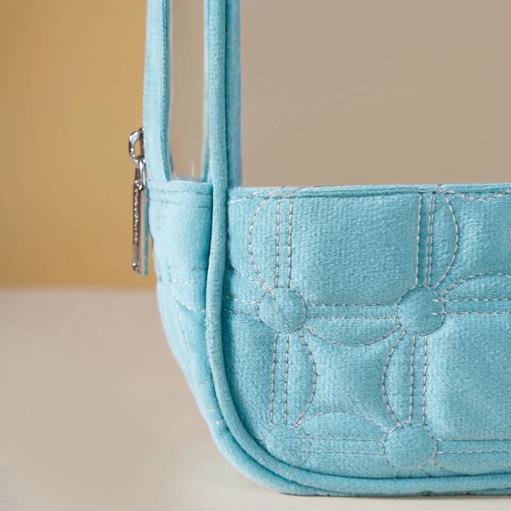 Velvet Travel Pouch Set of 4 Blue - Image 9