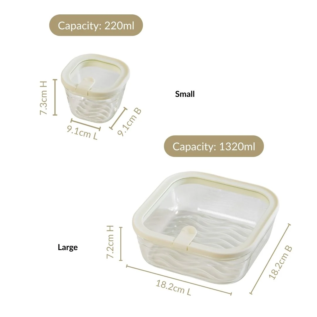 Vento Food Container With Airtight Lid Set Of 5 220ml 1320ml Cream - Image 4