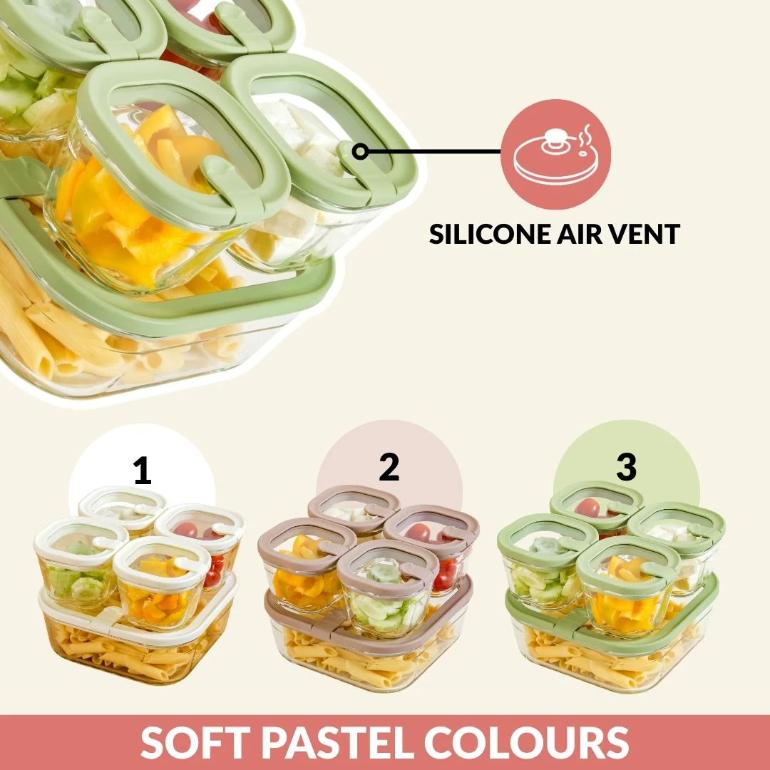 Vento Food Container With Airtight Lid Set Of 5 220ml 1320ml Sage Green - Image 7