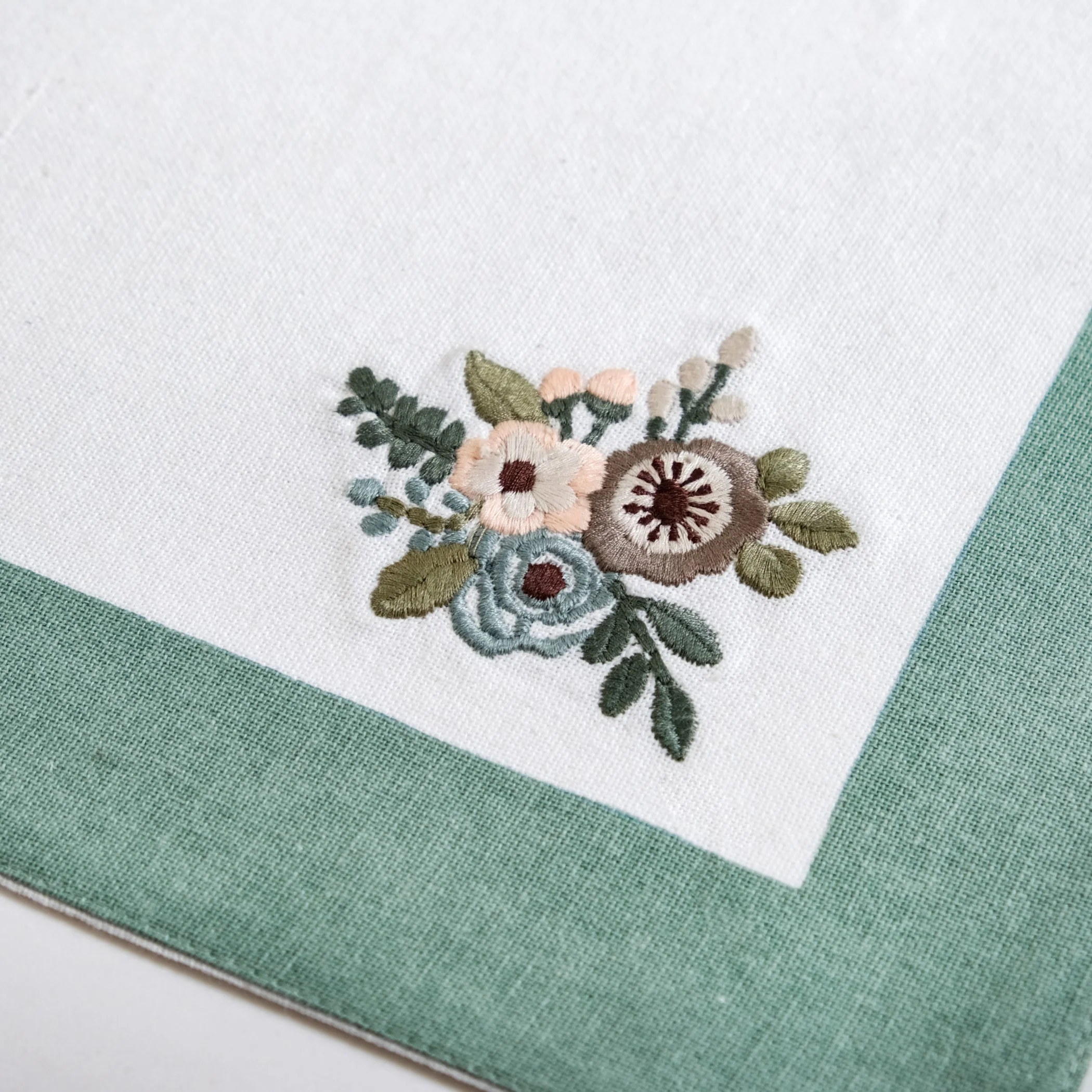Ventosa Cotton Table Mat And Napkin Set Of 12 In Teal - Image 7