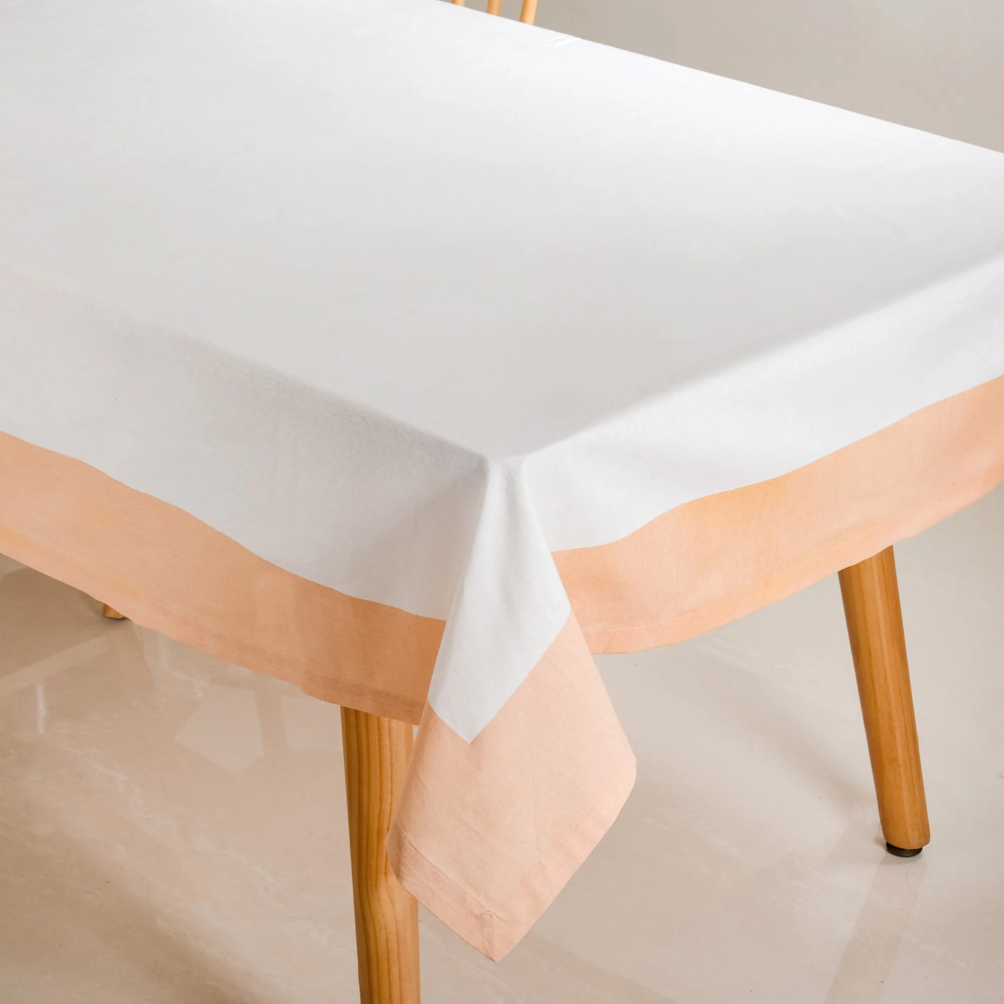 Ventosa Cotton Tablecloth For 6 Seater In Peach 200x150cm - Image 2