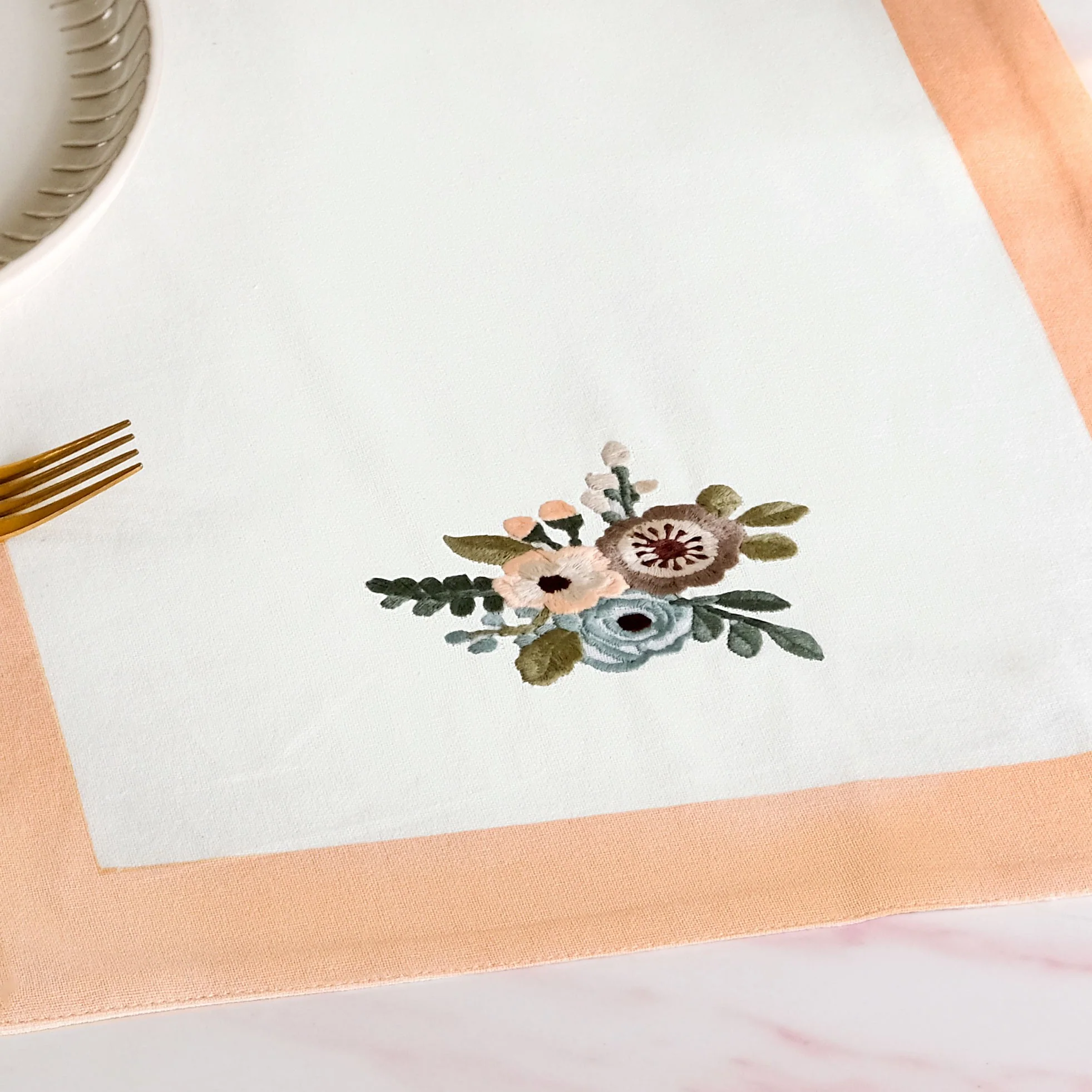 Ventosa Pure Cotton Table Runner In Peach 180x36cm - Image 5
