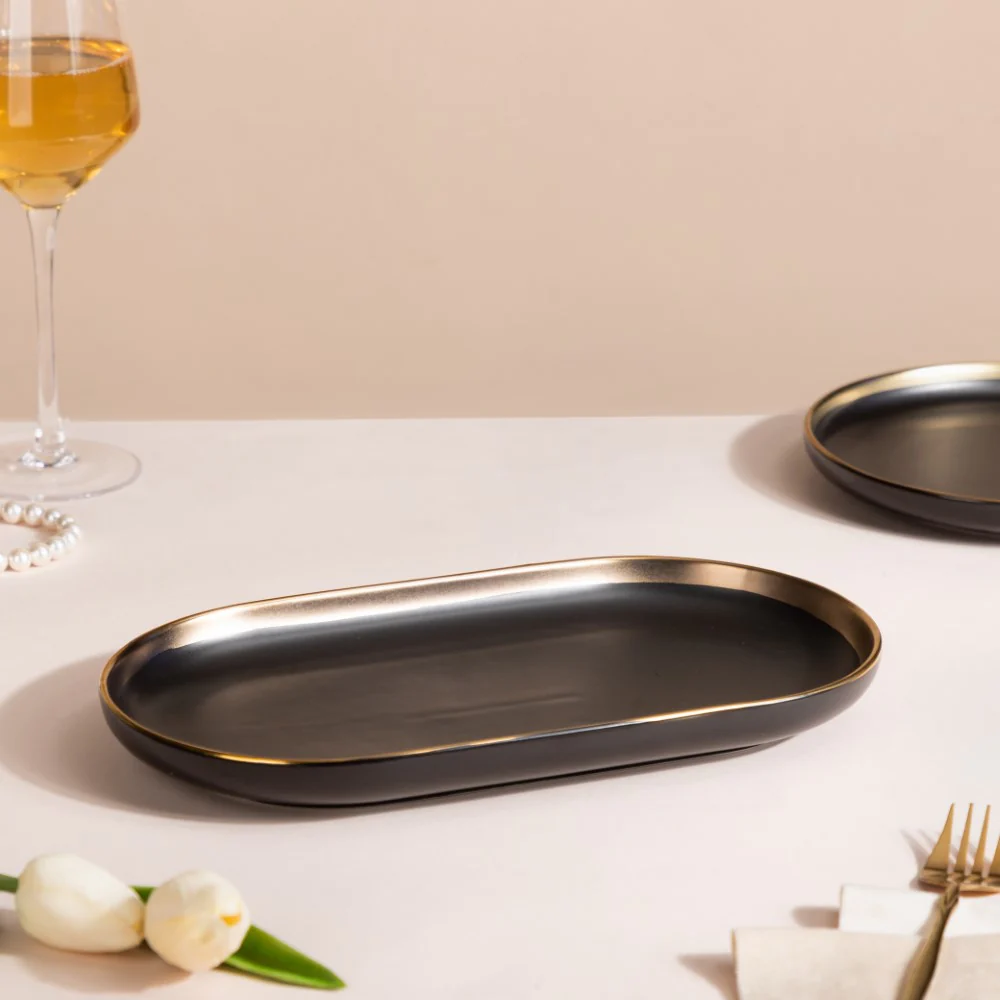 VERA Ceramic Long Plate Black 12 Inch - Image 6