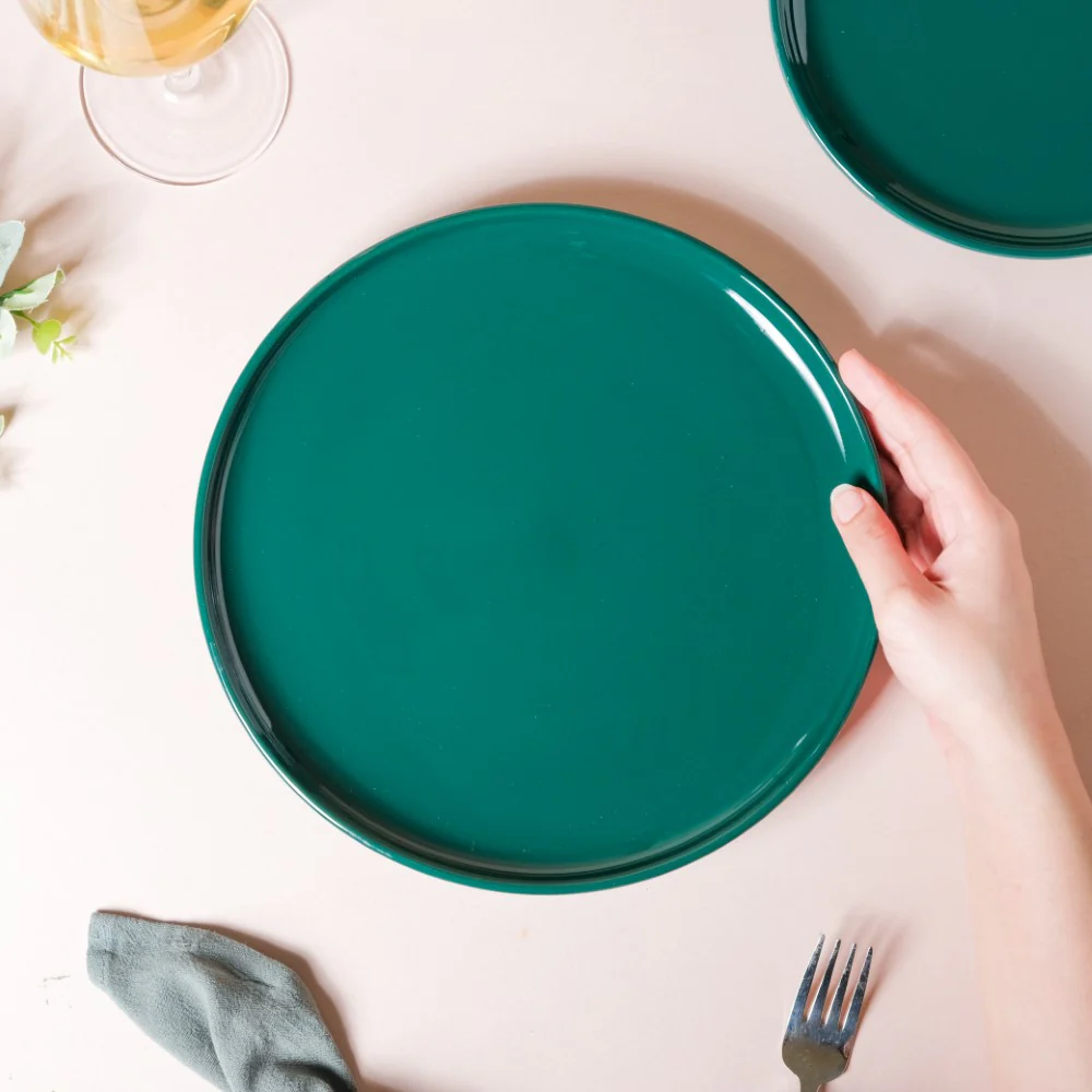 Verdant Round Ceramic Dinner Plate Green 9.5 Inch - Image 3
