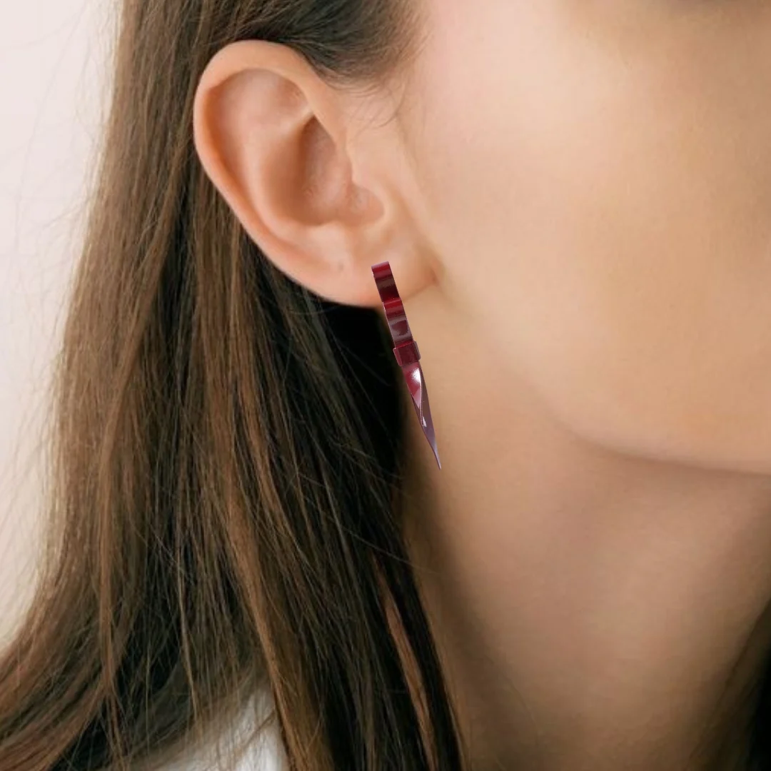 Vertical Bow Metal Drop Earrings - Image 5