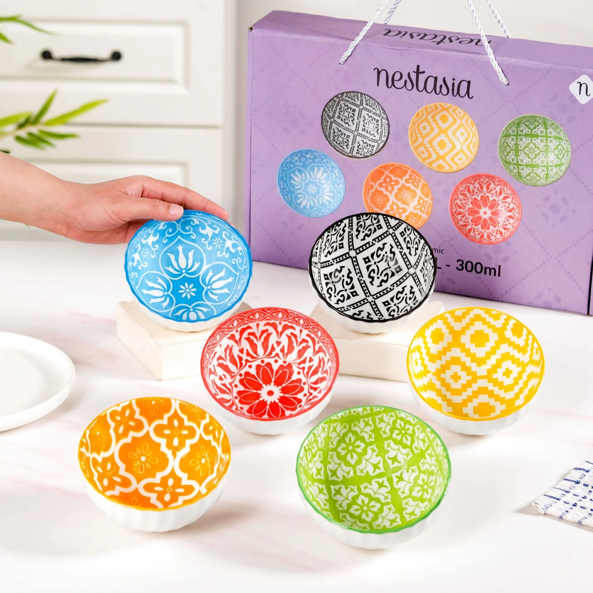 Vibrant Colour Pop Ceramic Soup Bowl Set Of 6 300ml - Image 3