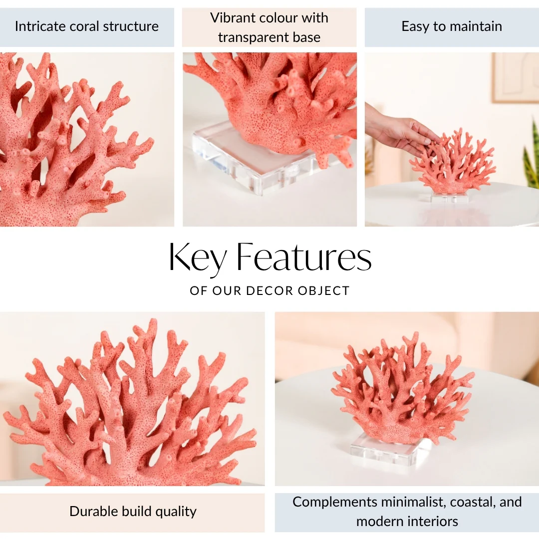 Vibrant Coral Coffee Table Decor - Image 5