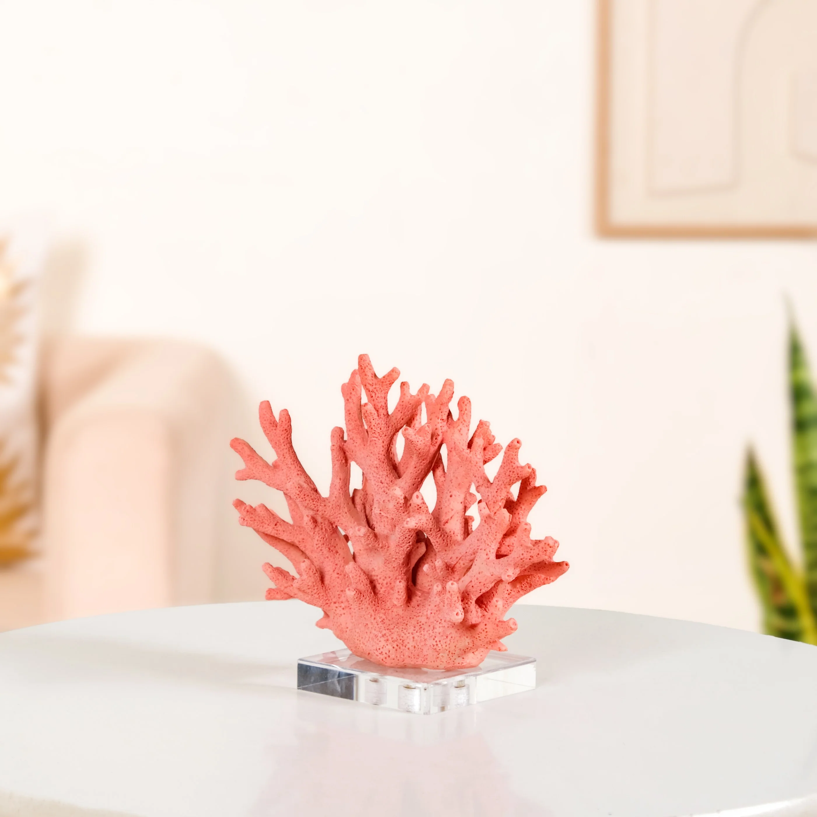 Vibrant Coral Coffee Table Decor - Image 9