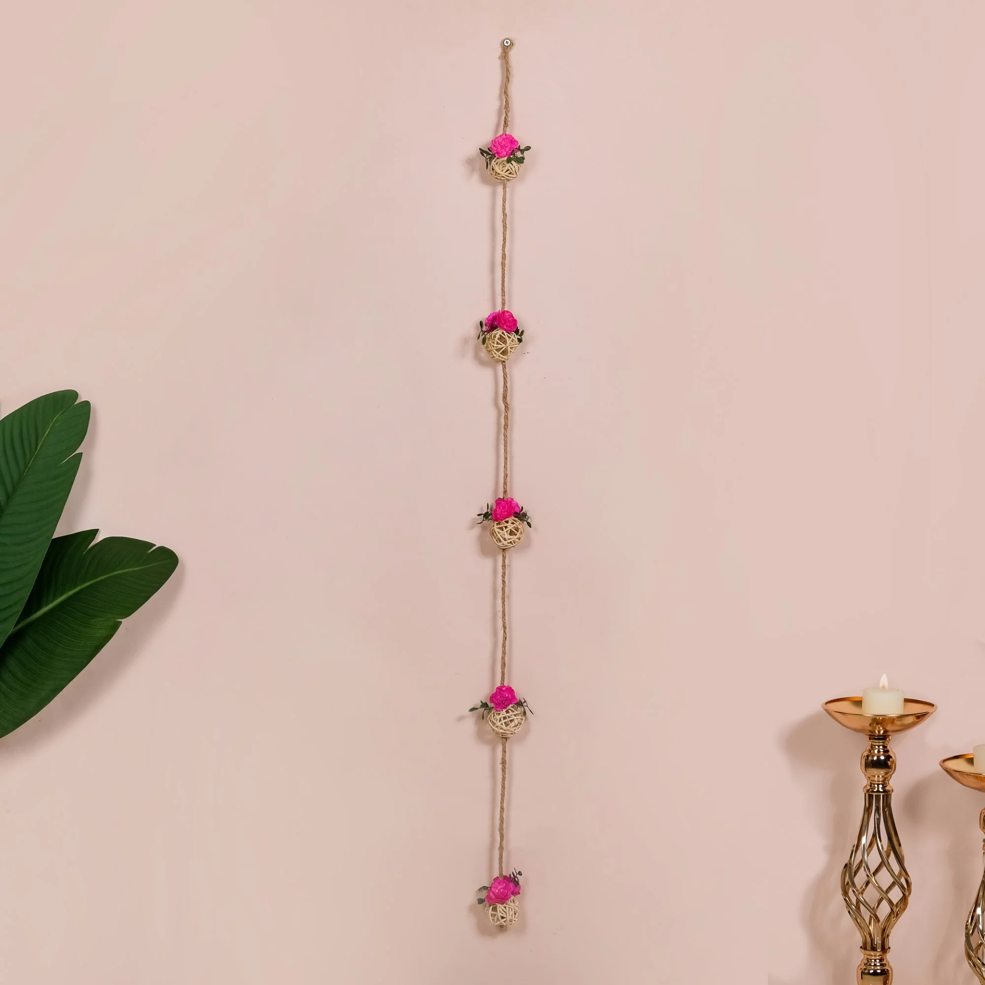Vibrant Pink Floral Wall Hangings Set Of 15 - Image 6