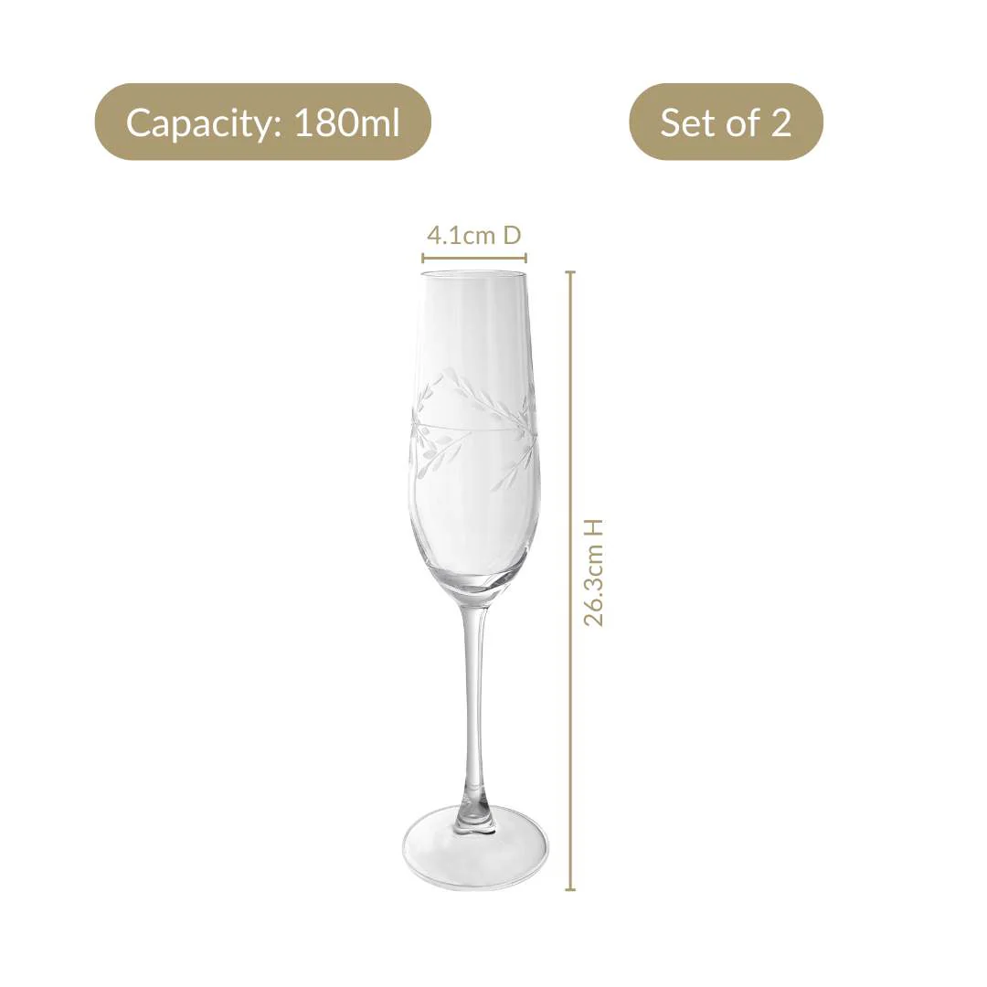 Vinea Etched Champagne Glass Set Of 2 180ml - Image 4