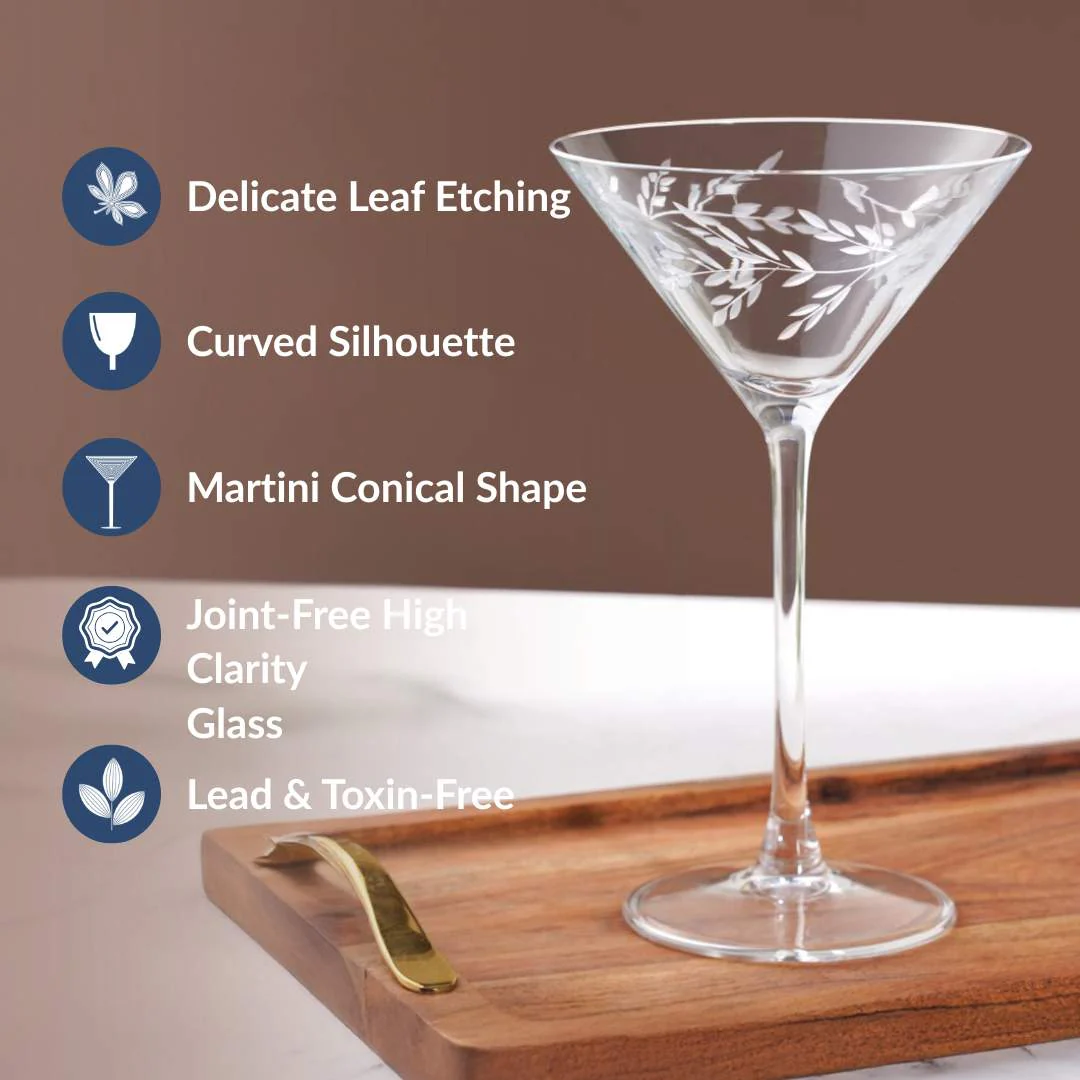 Vinea Etched Martini Glass Set Of 2 220ml - Image 6