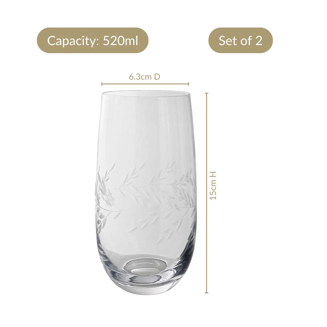 Vinea Etched Tall Glass Tumbler Set Of 2 520ml - Image 3