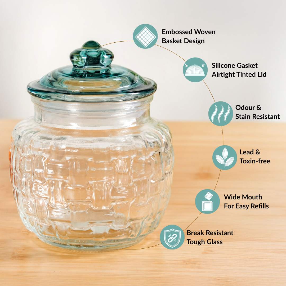 Vintage Basket Weave Jar Set Of 4 750ml - Image 2