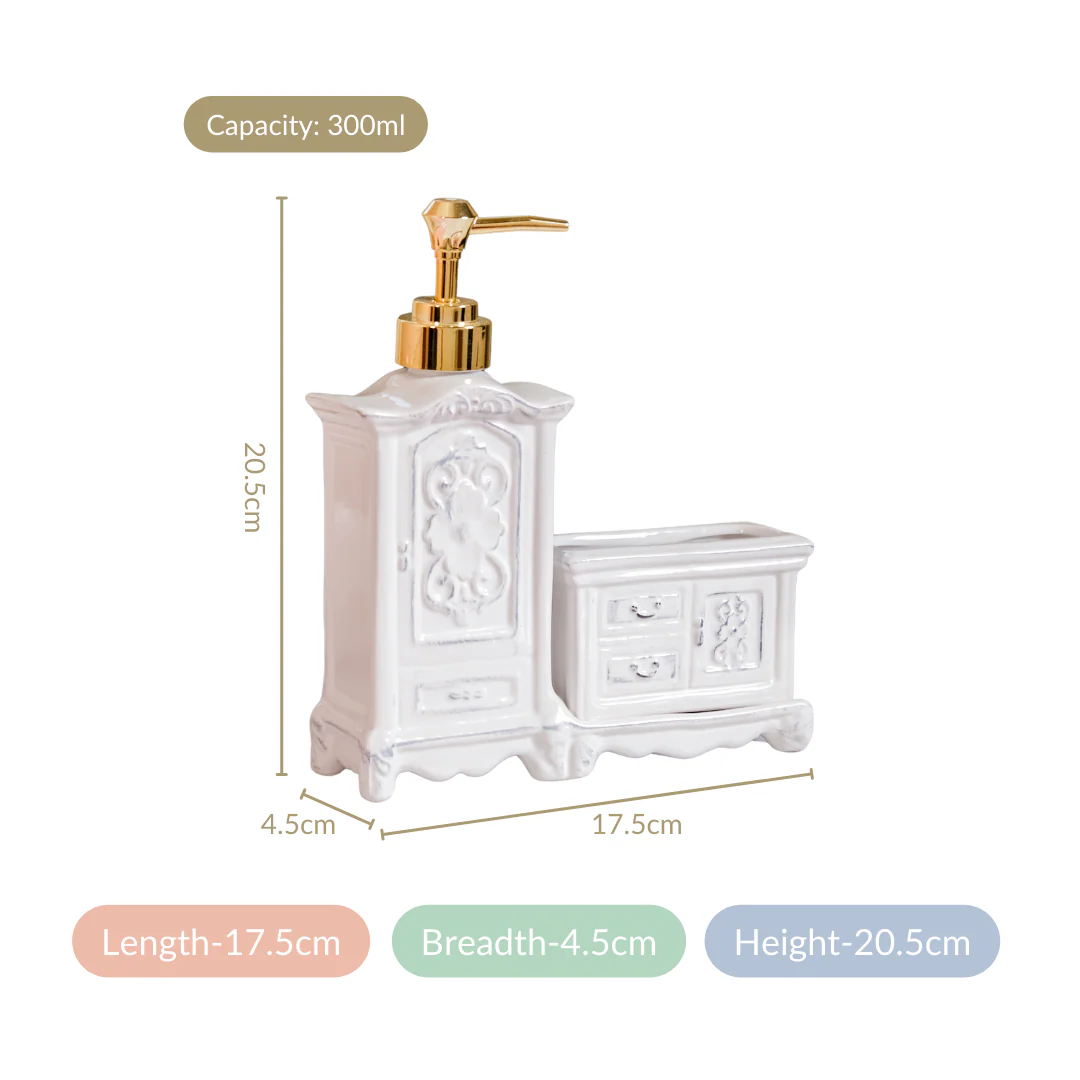 Vintage Cabinet Shaped Ceramic Soap Dispenser White - Image 5