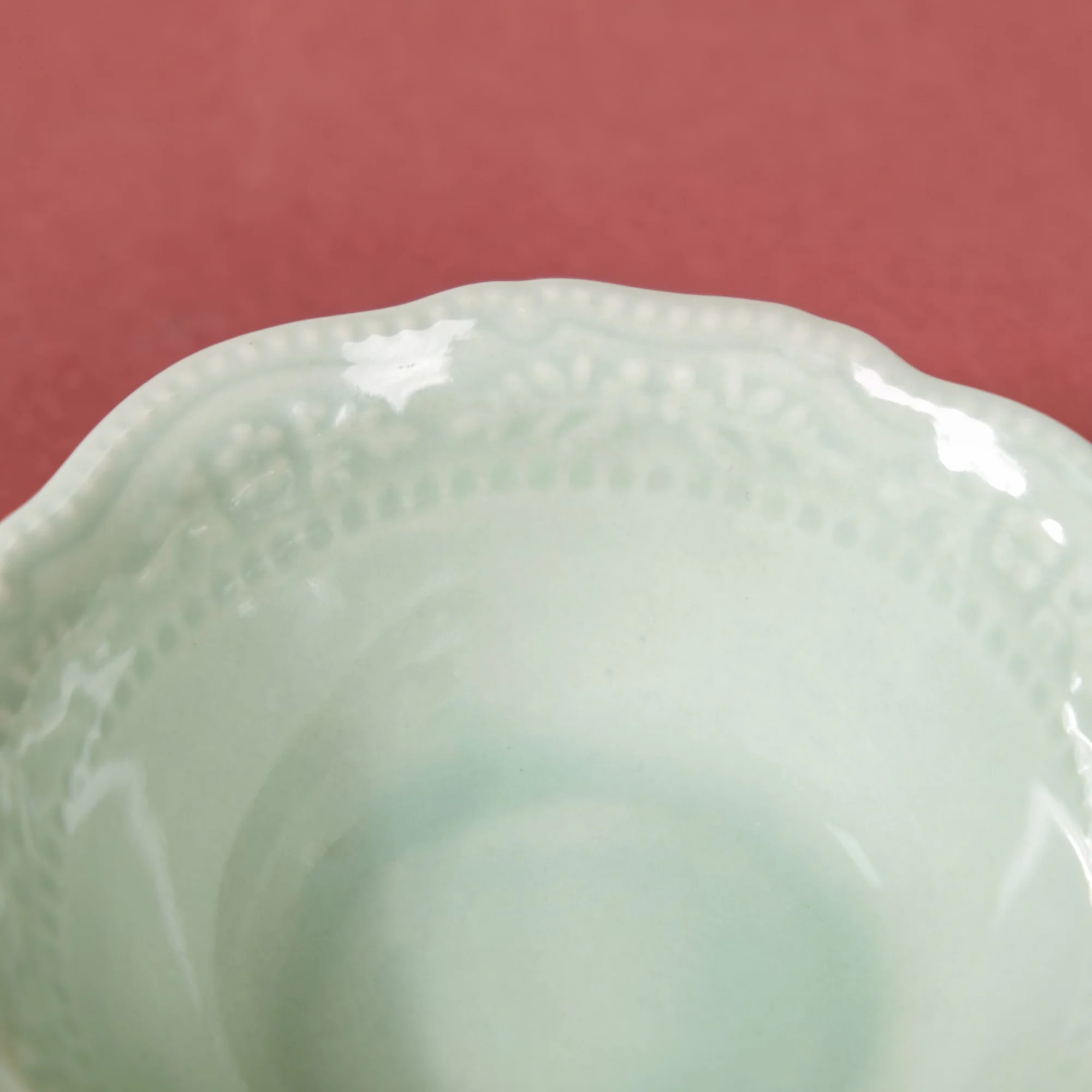 Vintage Floral Round Ceramic Bowl Set Of 4 Light Green 150ml - Image 7
