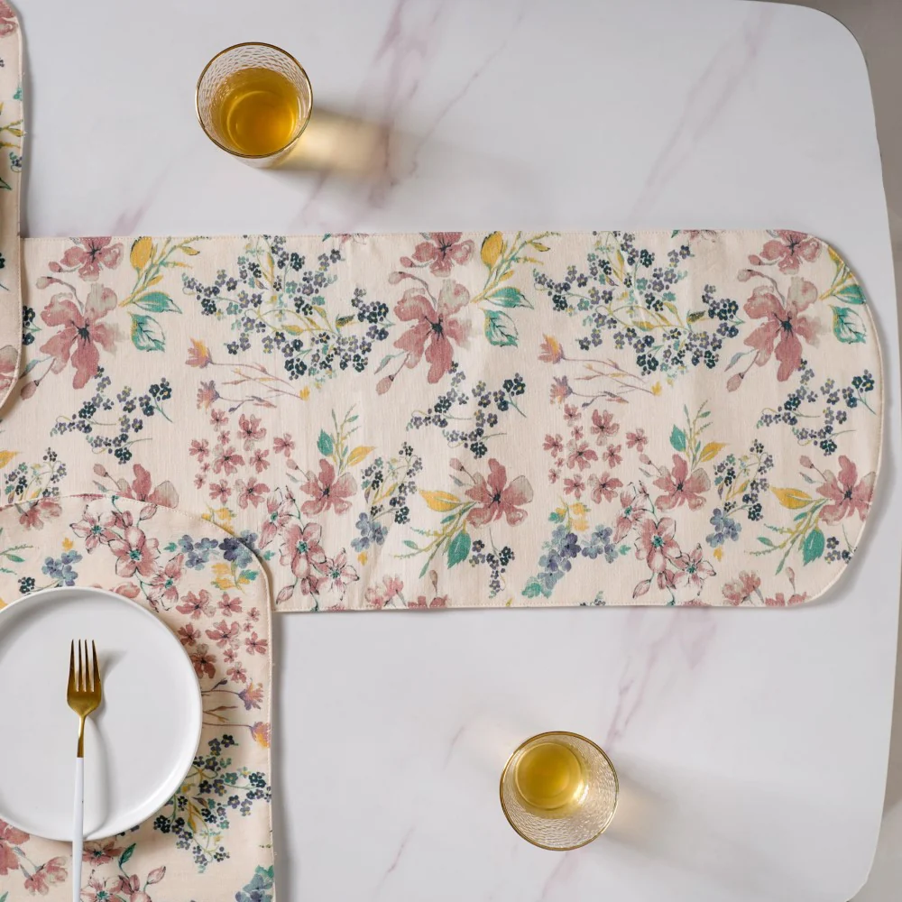 Vintage Florals Cotton Printed Table Runner For 6 Seater - Image 2