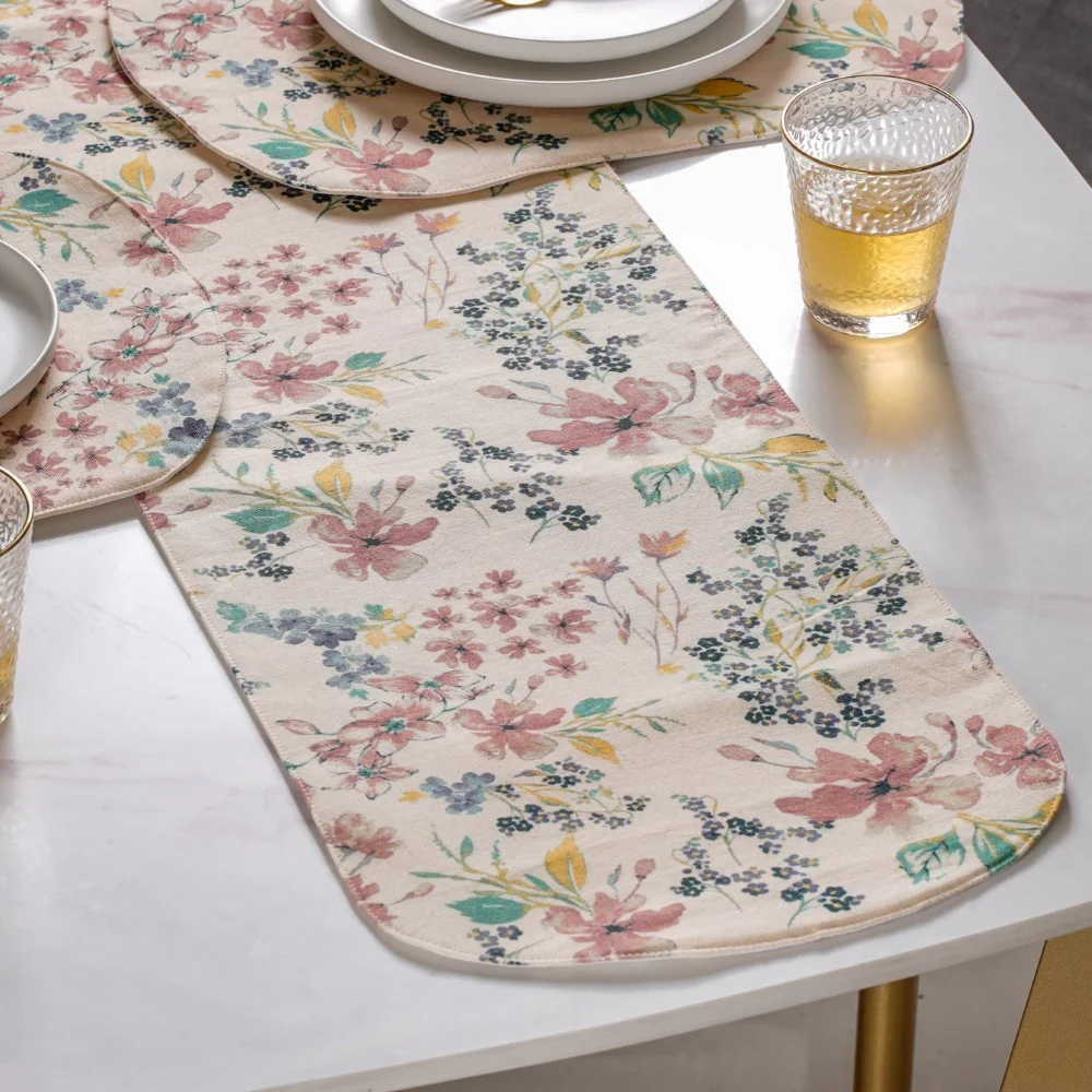 Vintage Florals Cotton Printed Table Runner For 6 Seater - Image 3