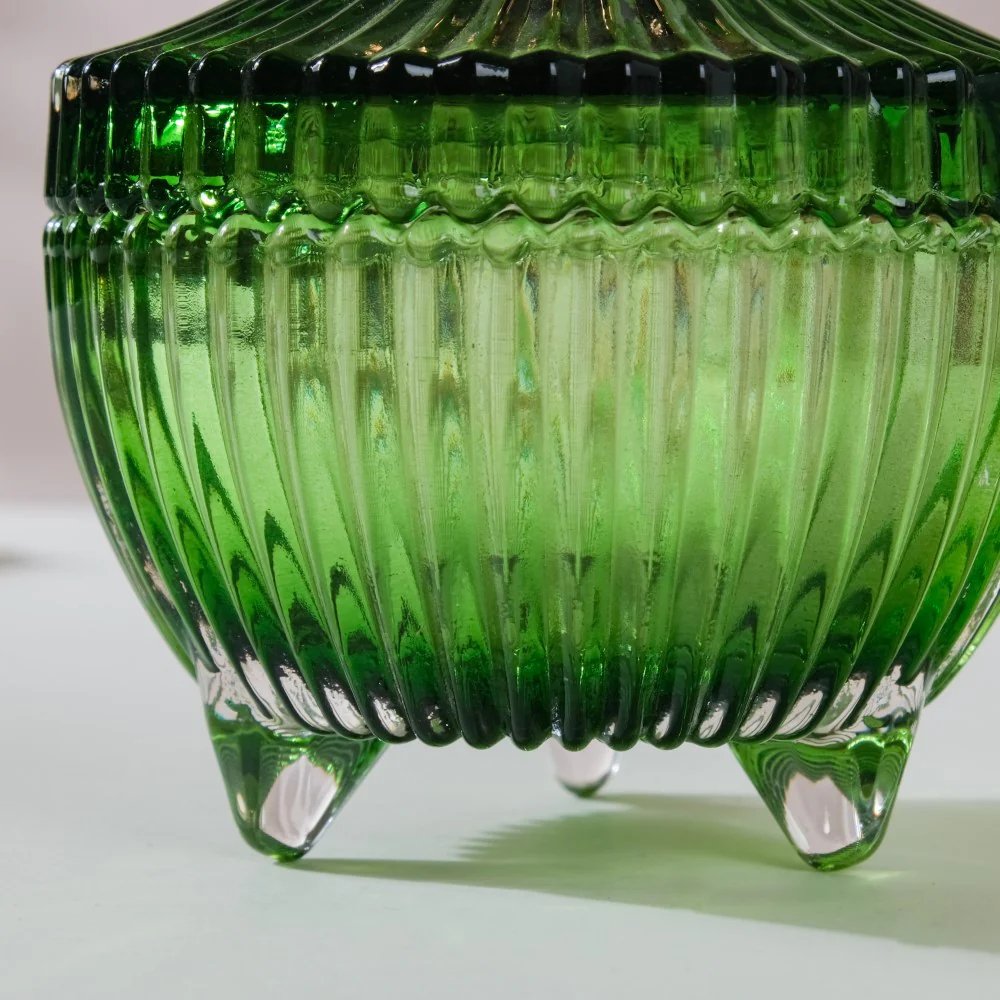 Vintage Glass Jar With Lid Green Small 100ml - Image 17