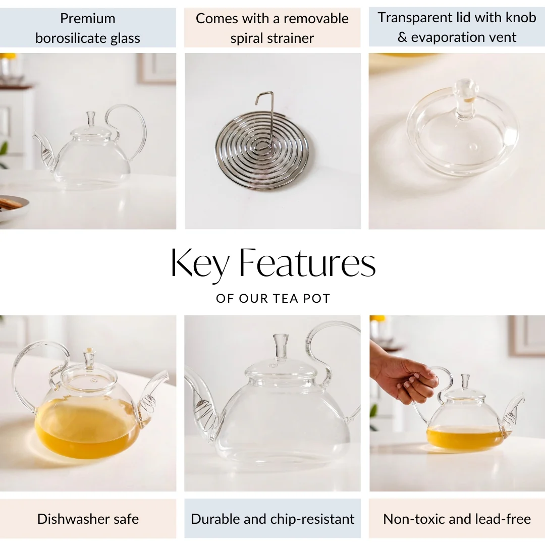 Vintage Glass Tea Pot 800ml - Image 4