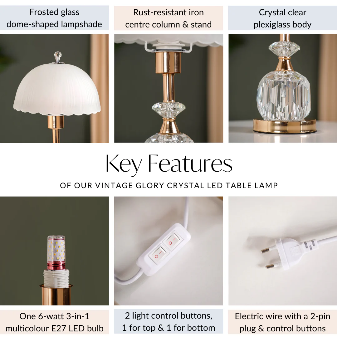 Vintage Glory Crystal LED Table Lamp - Image 5