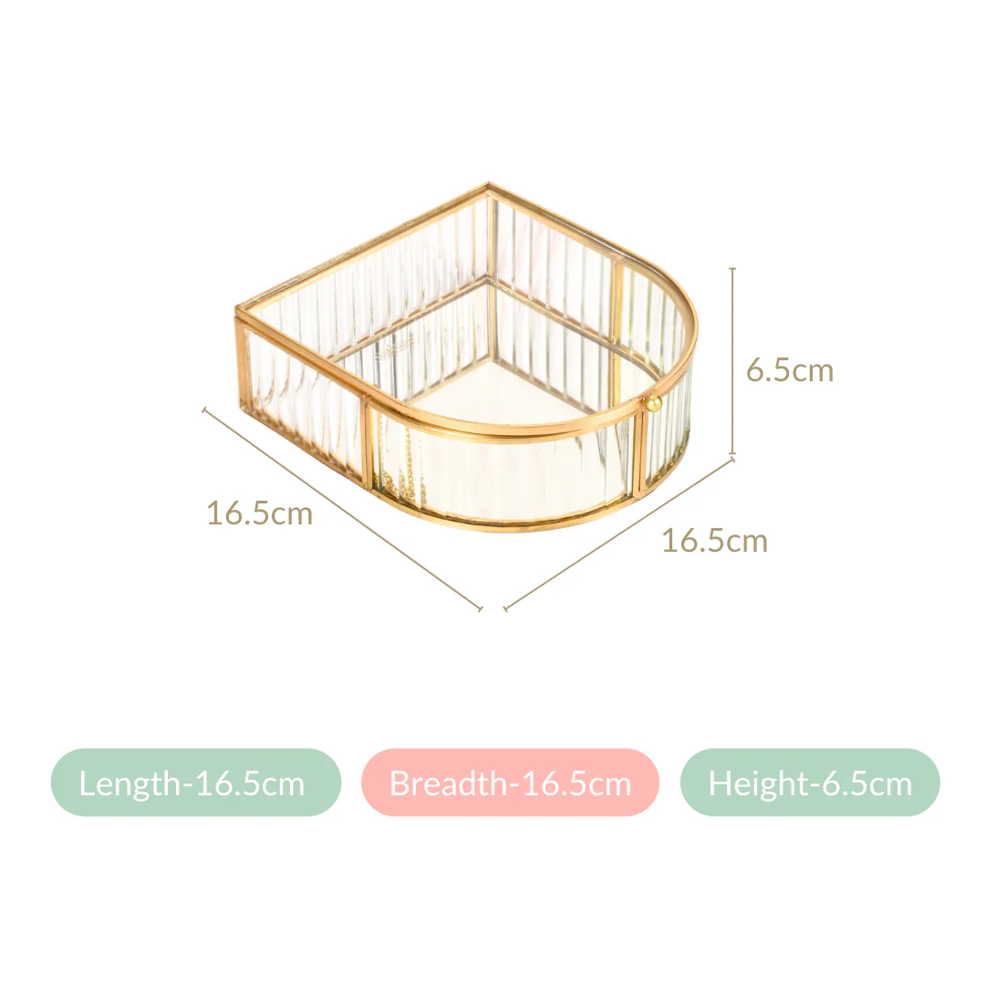 Vintage Gold Glass Jewellery Box - Image 4