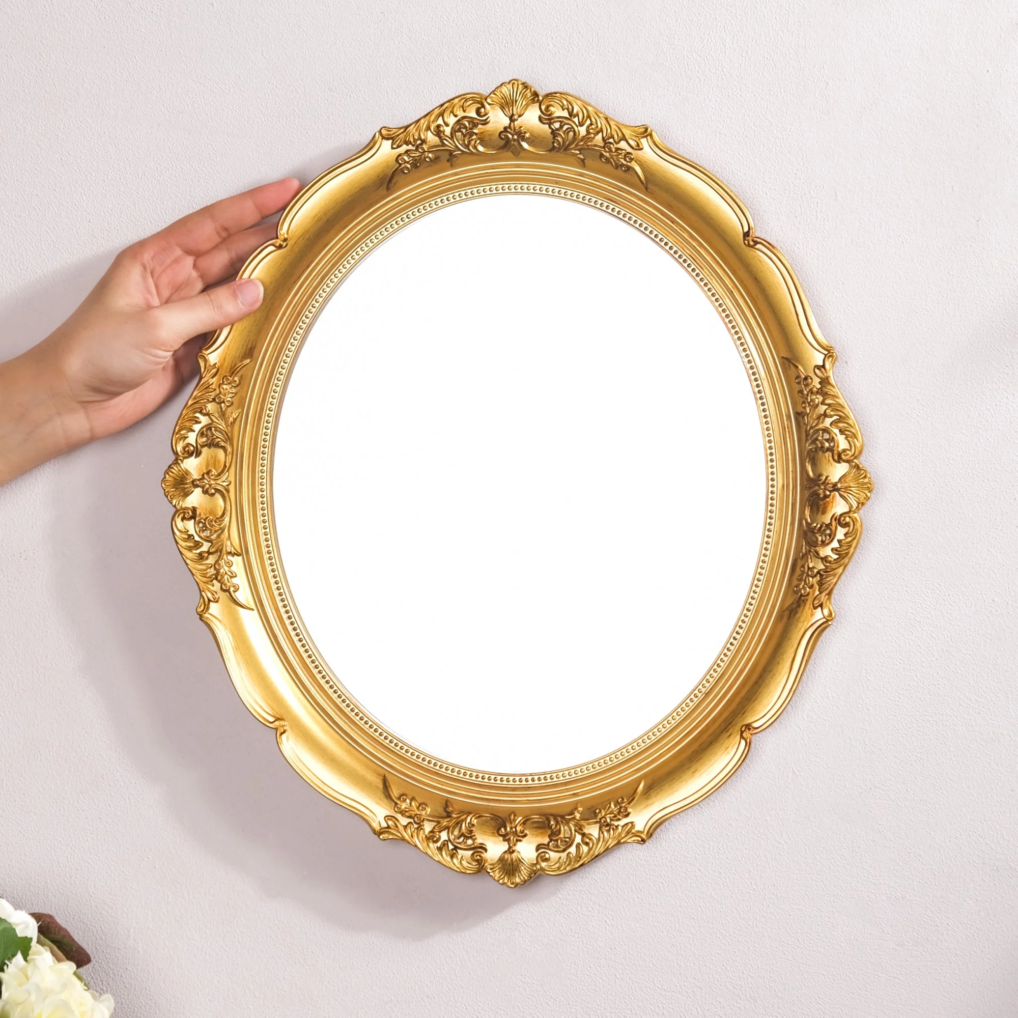 Vintage Oval Wall Mirror Gold - Image 2