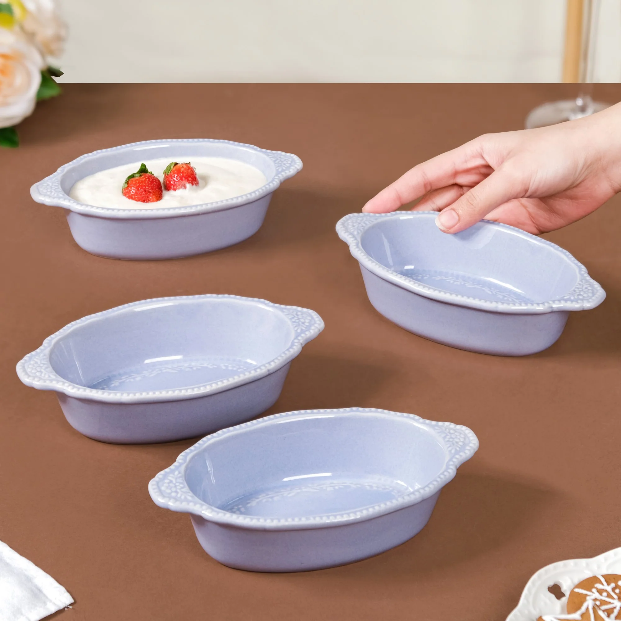 Vintage Small Baking Bowl Set Of 4 Lavender 200ml - Image 9