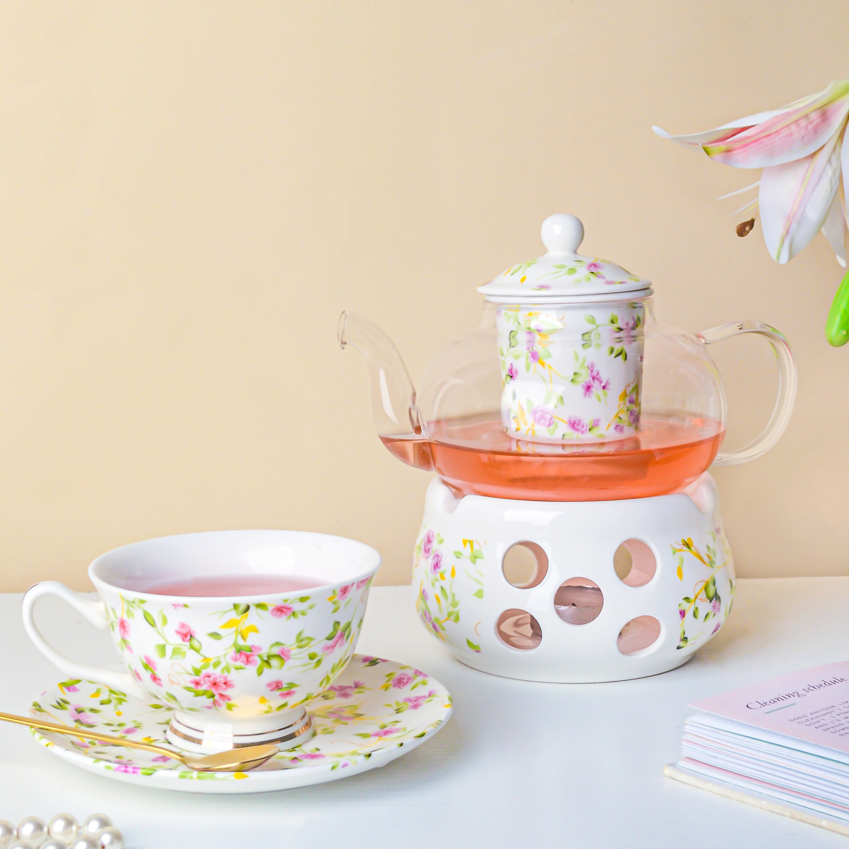 Viola Cosmos Glass Teapot With Warmer Base 700 ml - Image 11
