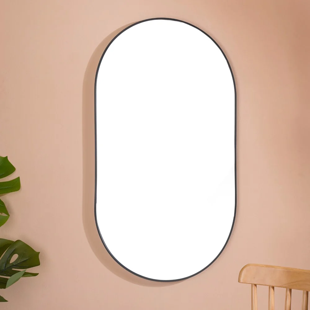 Wall Hanging Oval Mirror Black Large - Image 9