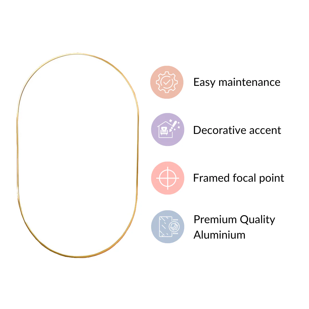Wall Mounted Oval Mirror Gold Small - Image 6