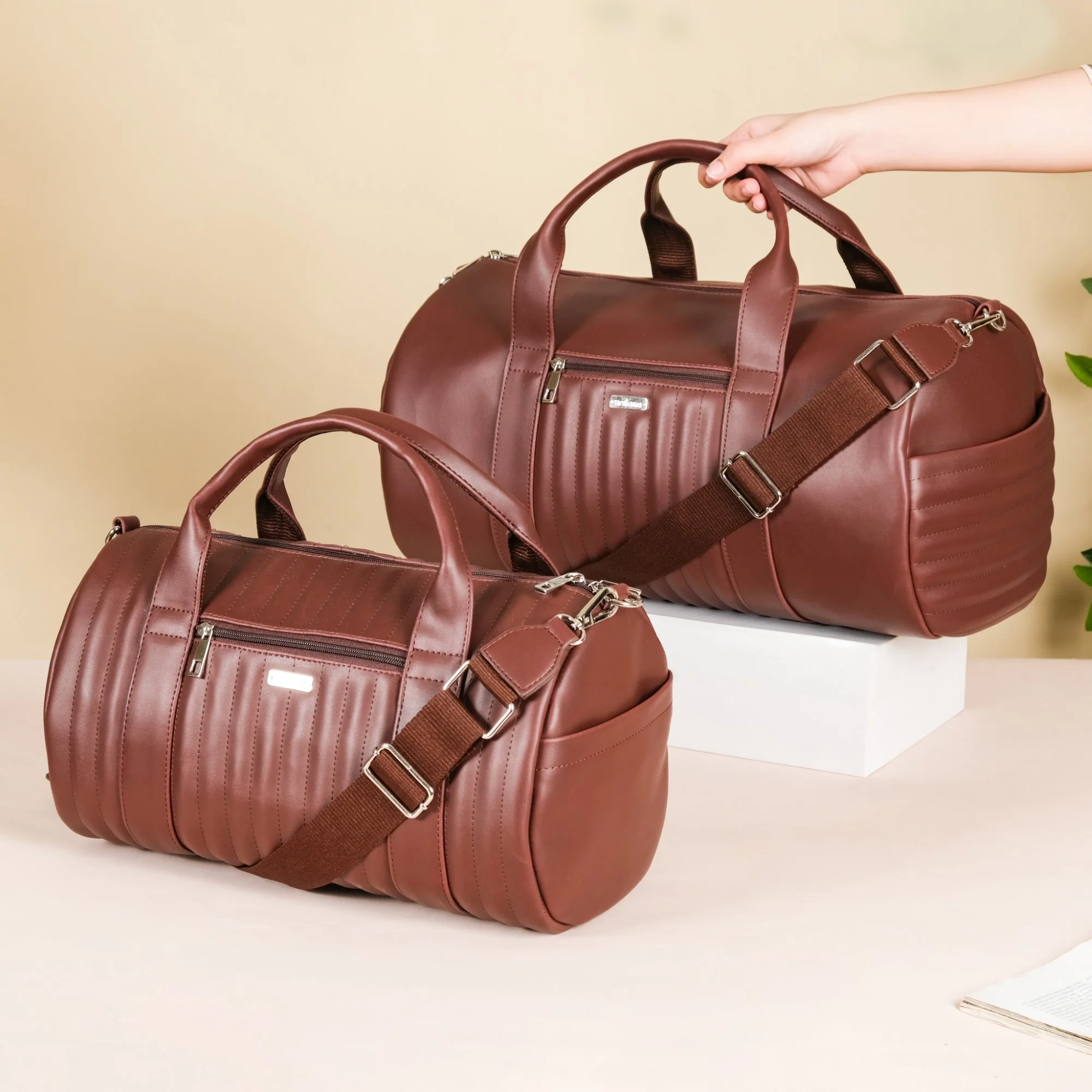 Wanderlust Duffel Bag Brown Set Of 2 - Image 2