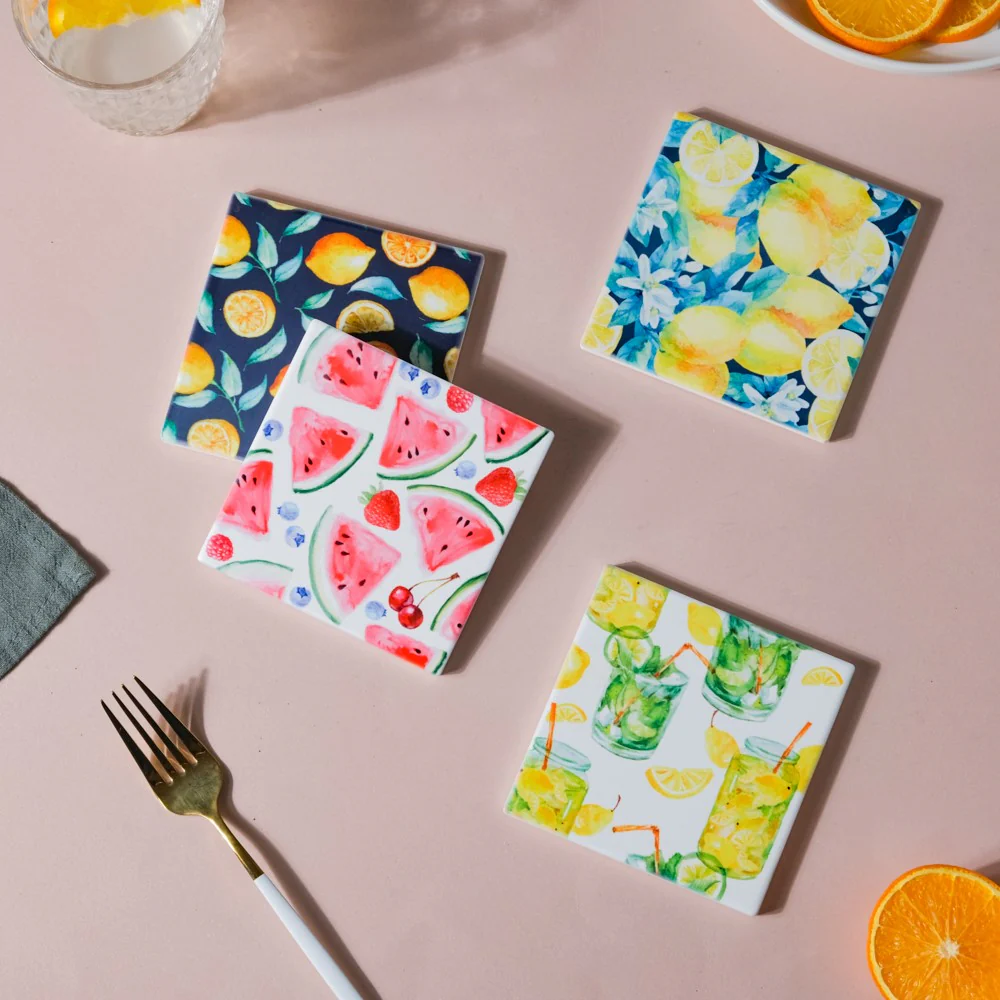 Watermelon Matte Ceramic Tile Coaster Set Of 4 - Image 8