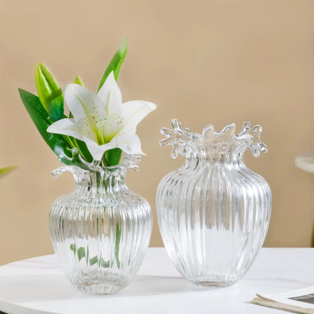 Wave Glass Flower Vase Large 8 Inch - Image 7