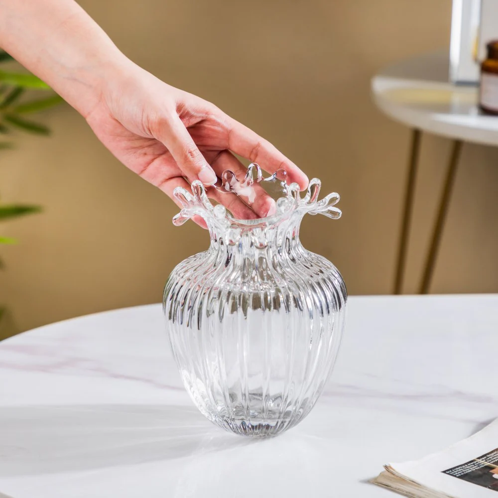 Wave Glass Flower Vase Small 7 Inch - Image 2
