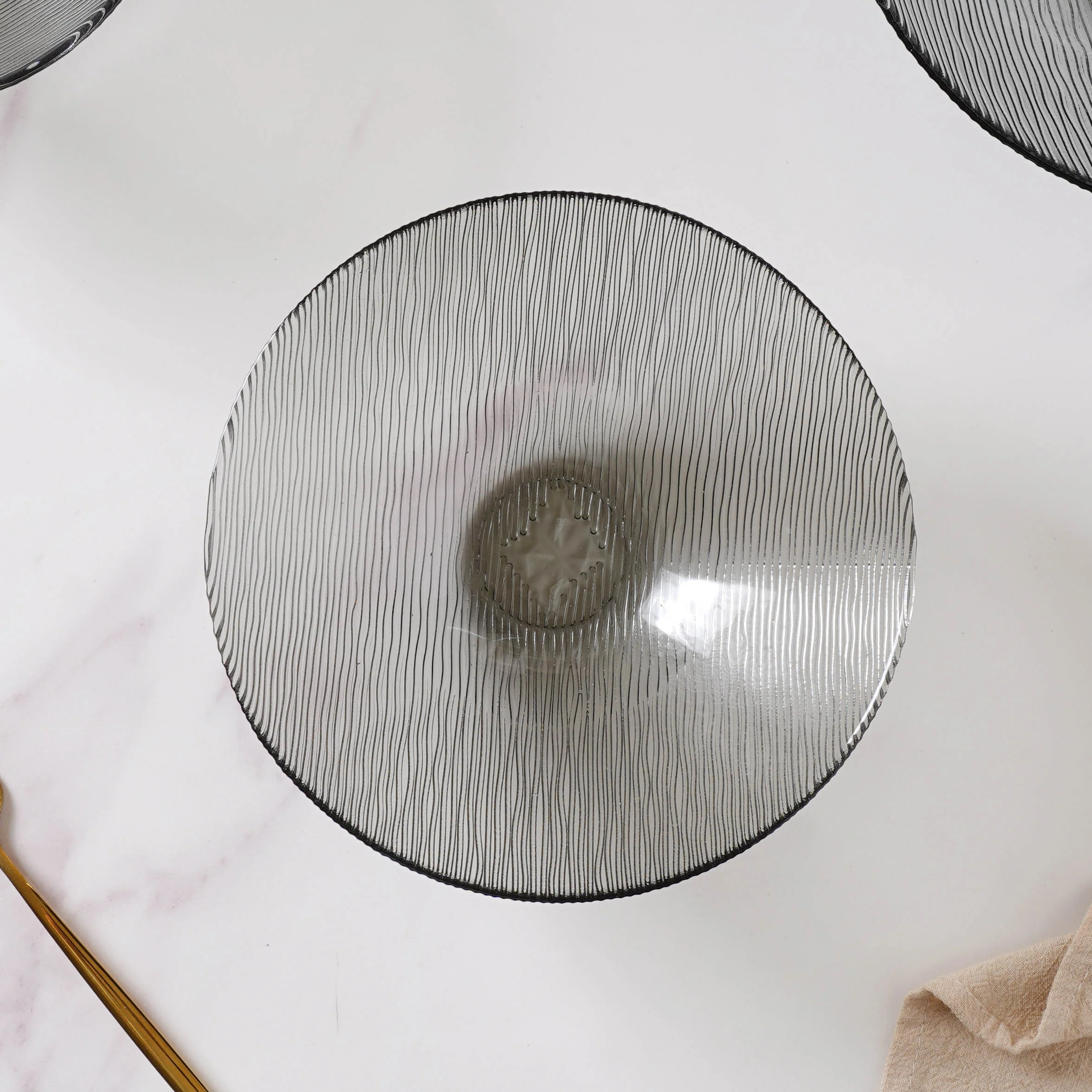 Waves Glass Bowl Set of 3 Grey - Image 12