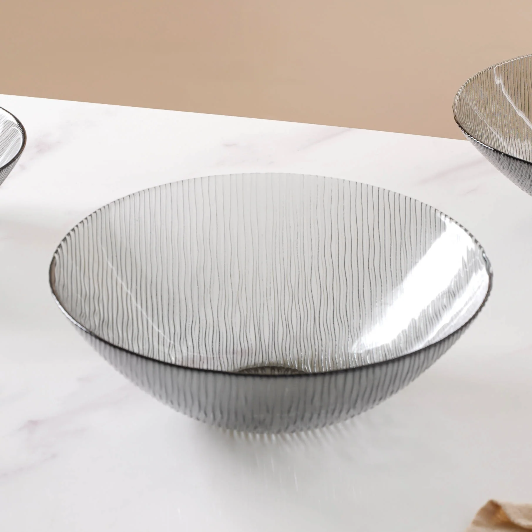 Waves Glass Bowl Set of 3 Grey - Image 6