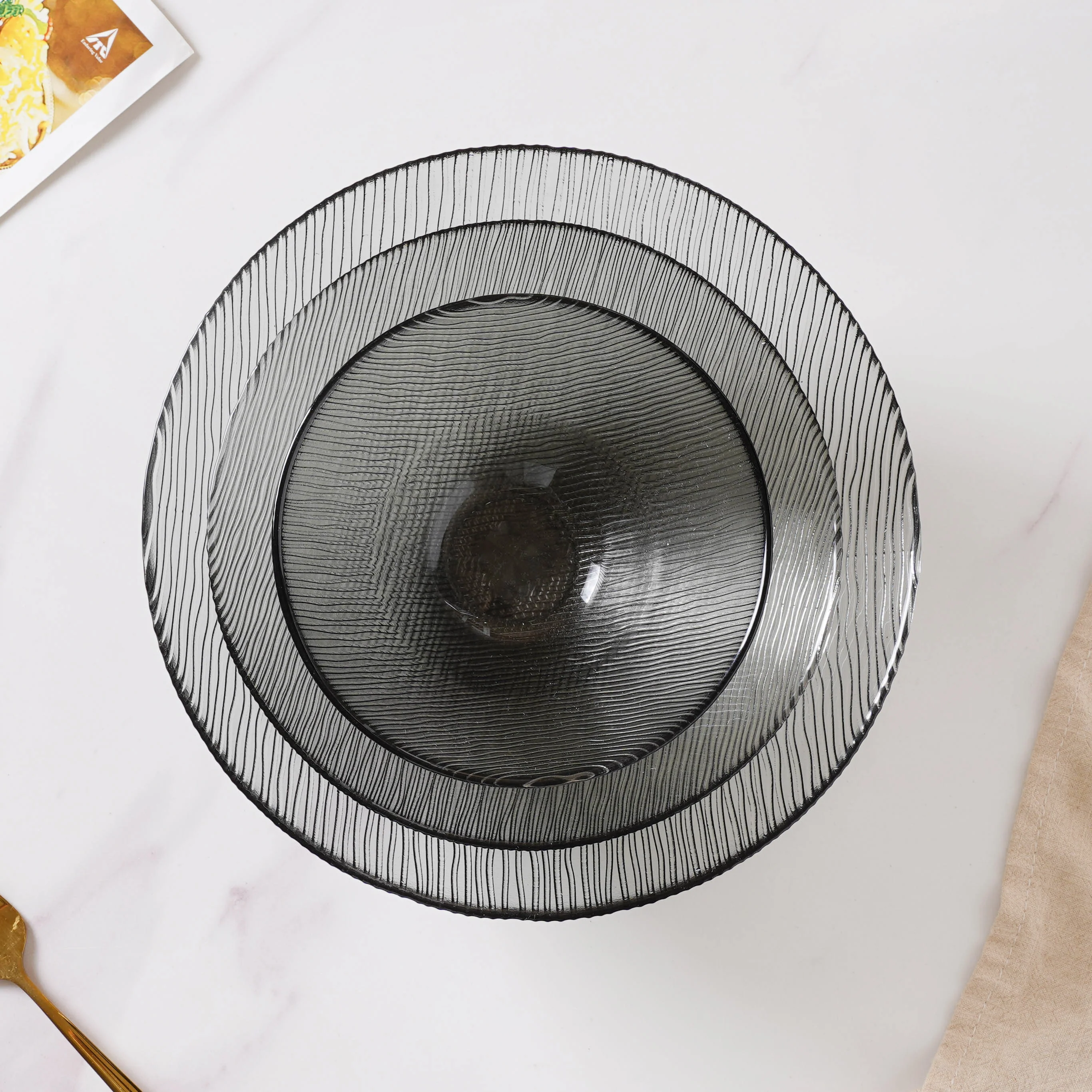 Waves Glass Bowl Set of 3 Grey - Image 9