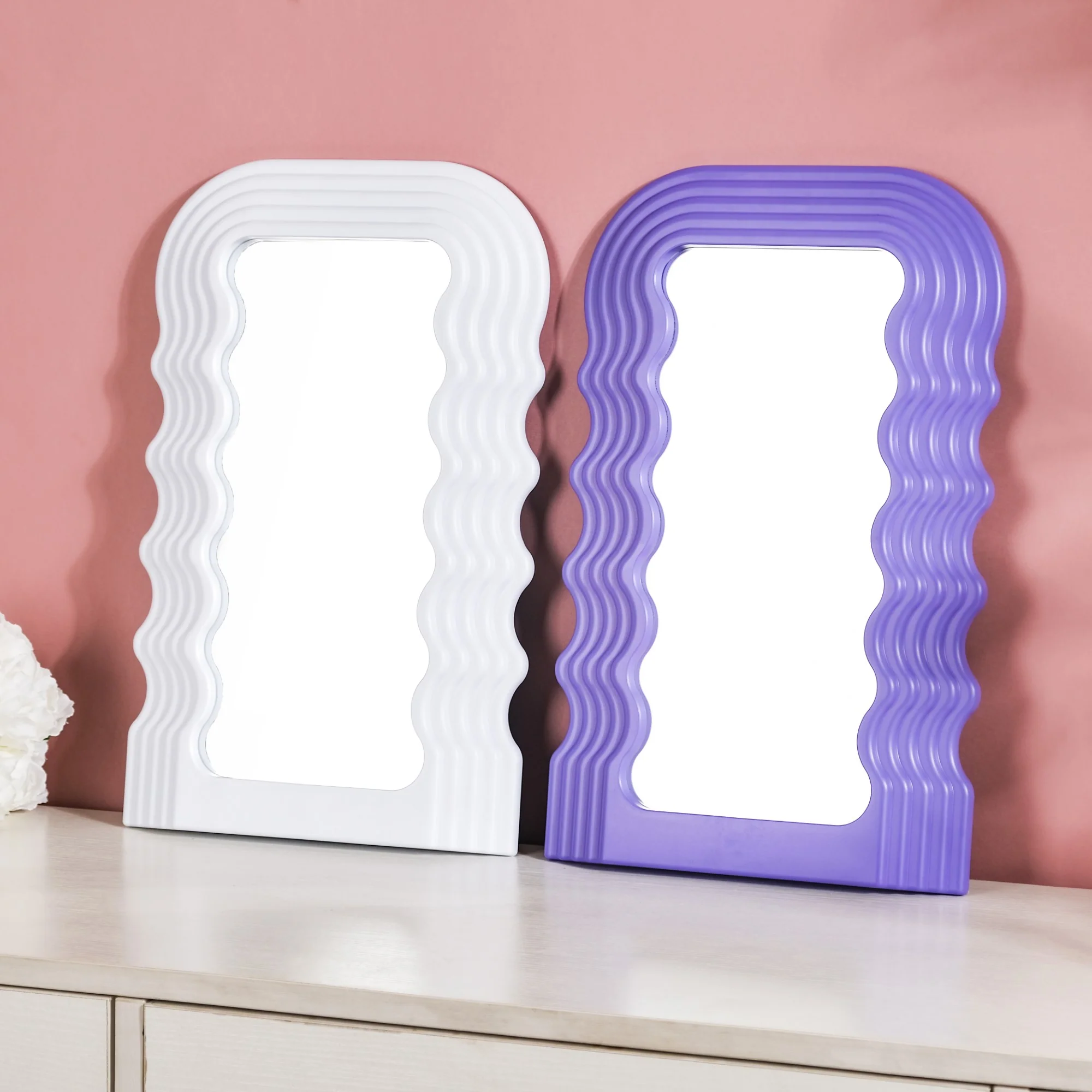 Wavy Wall Mirror White - Image 8
