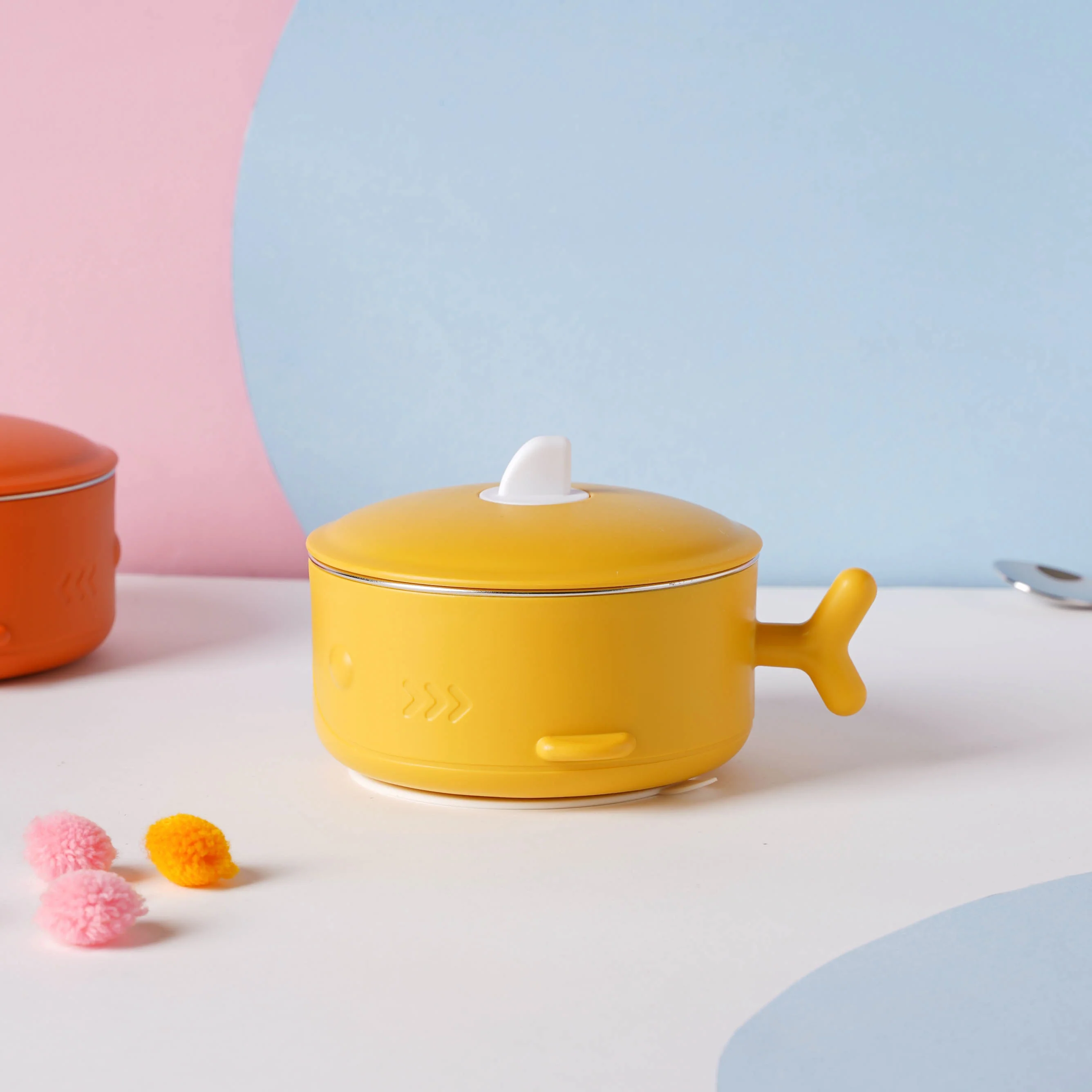 Whale Double Walled Anti-Slip Feeding Bowl Yellow 400 ml - Image 3