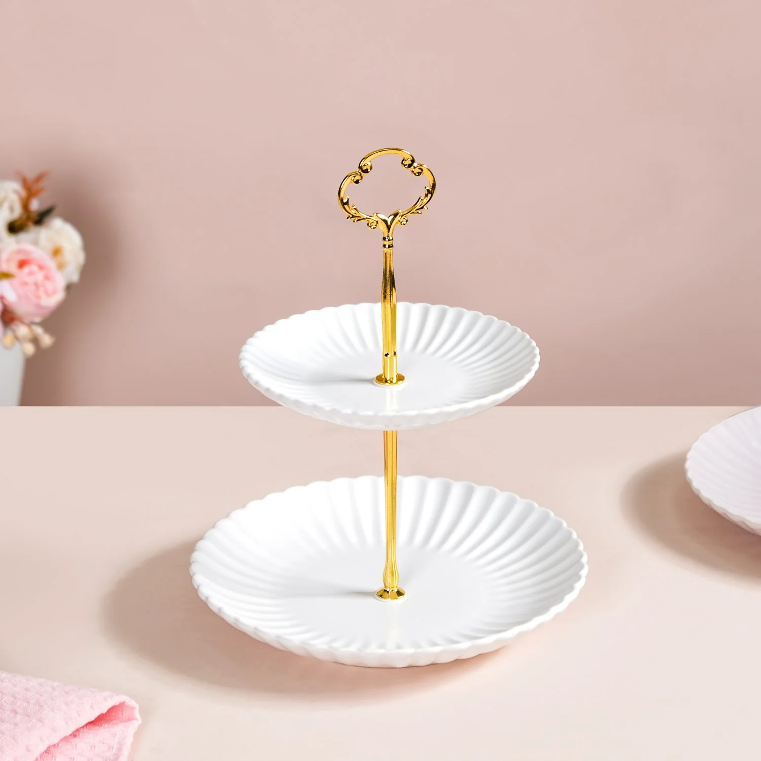Whimsical White 2-tier Cupcake Stand - Image 7