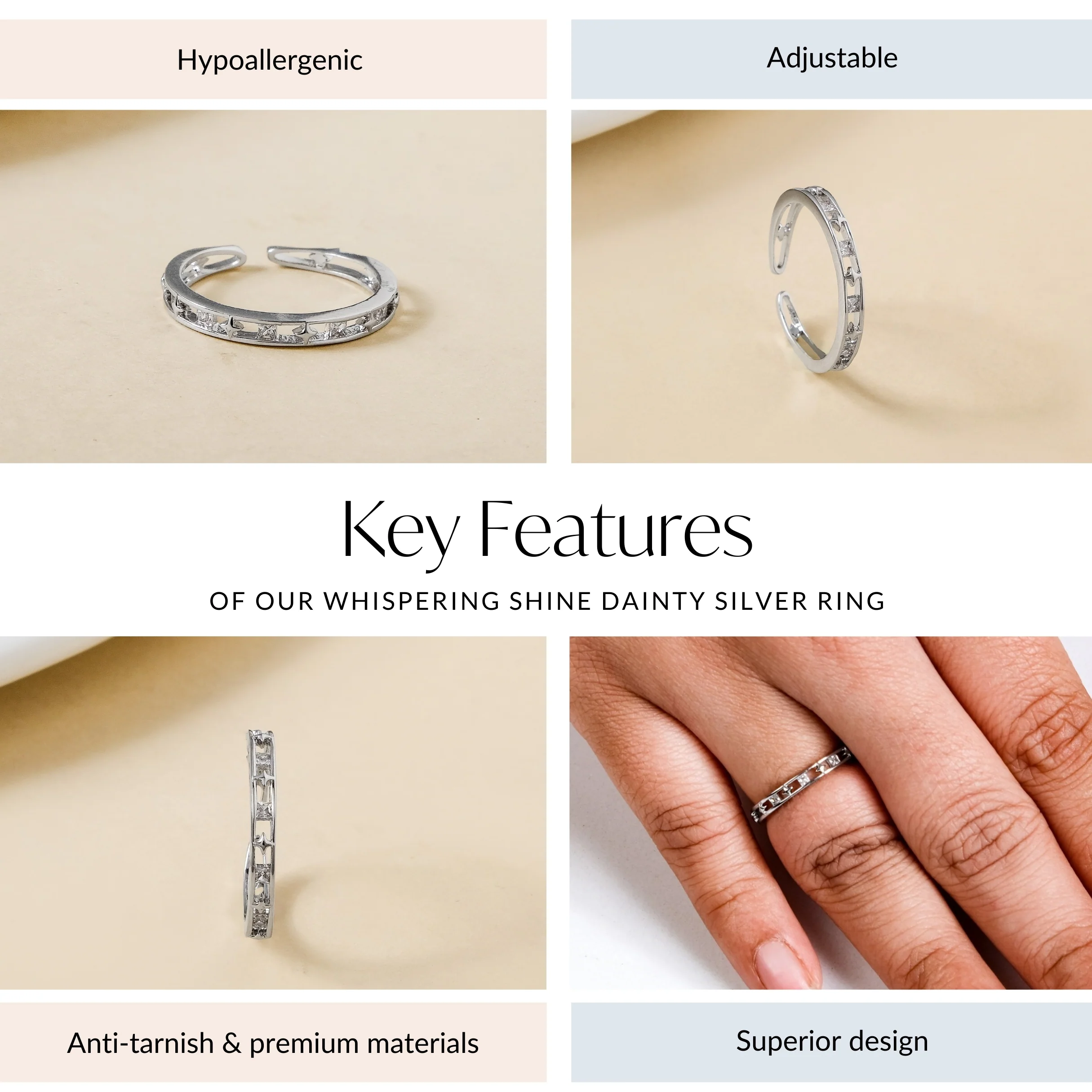 Whispering Shine Dainty Silver Ring - Image 4