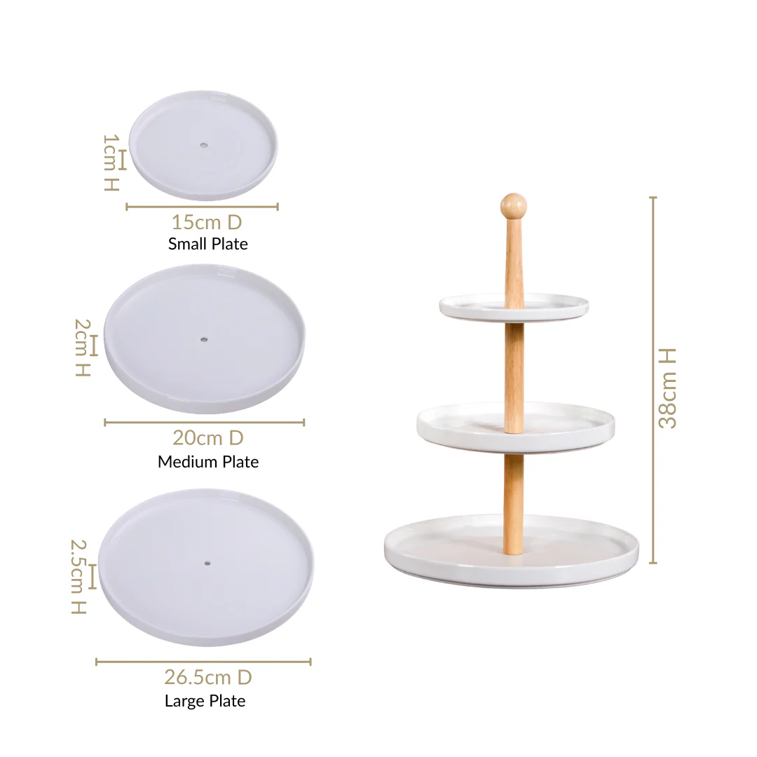 White 3 Tier Ceramic Cupcake Stand - Image 4