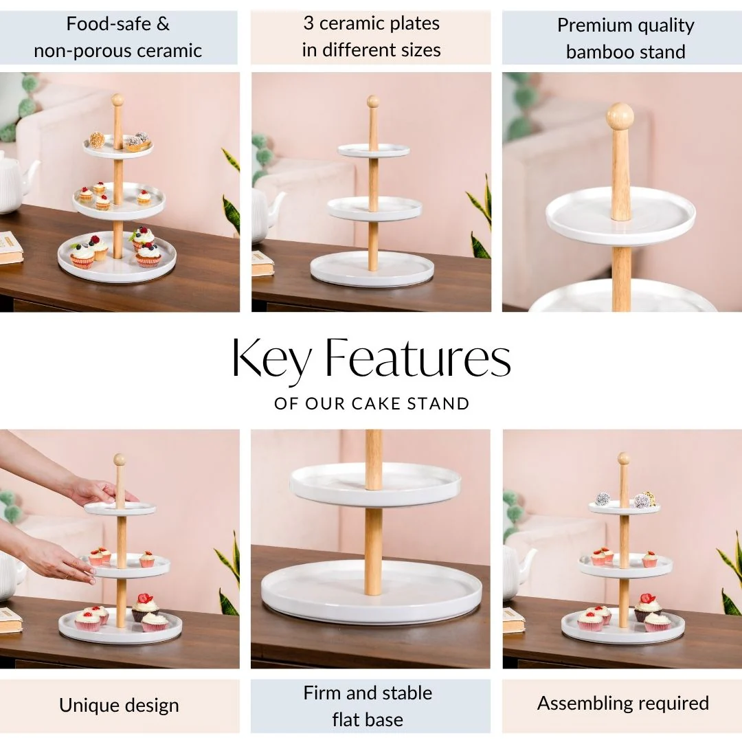 White 3 Tier Ceramic Cupcake Stand - Image 5