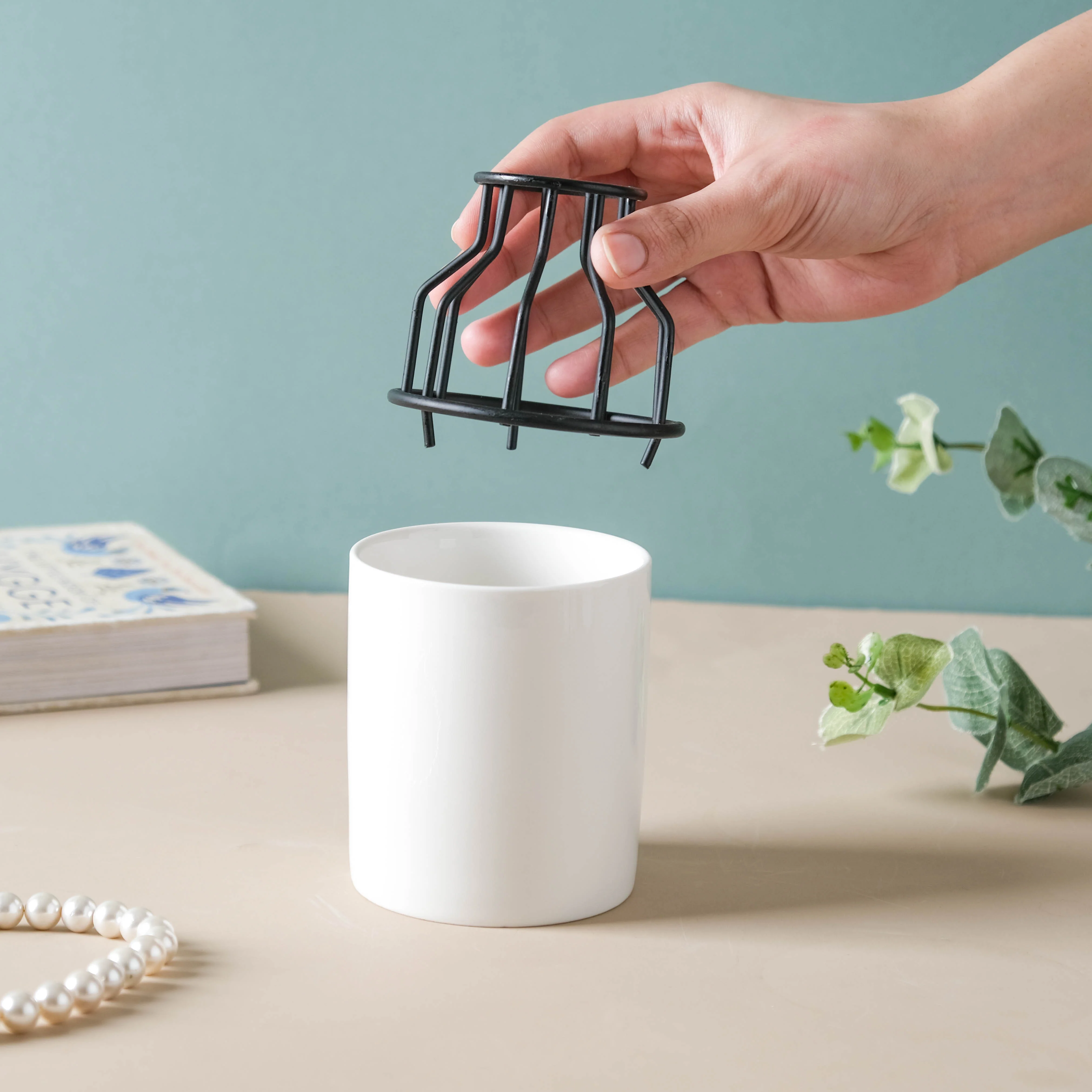 White and Black Planter For Desk - Image 2
