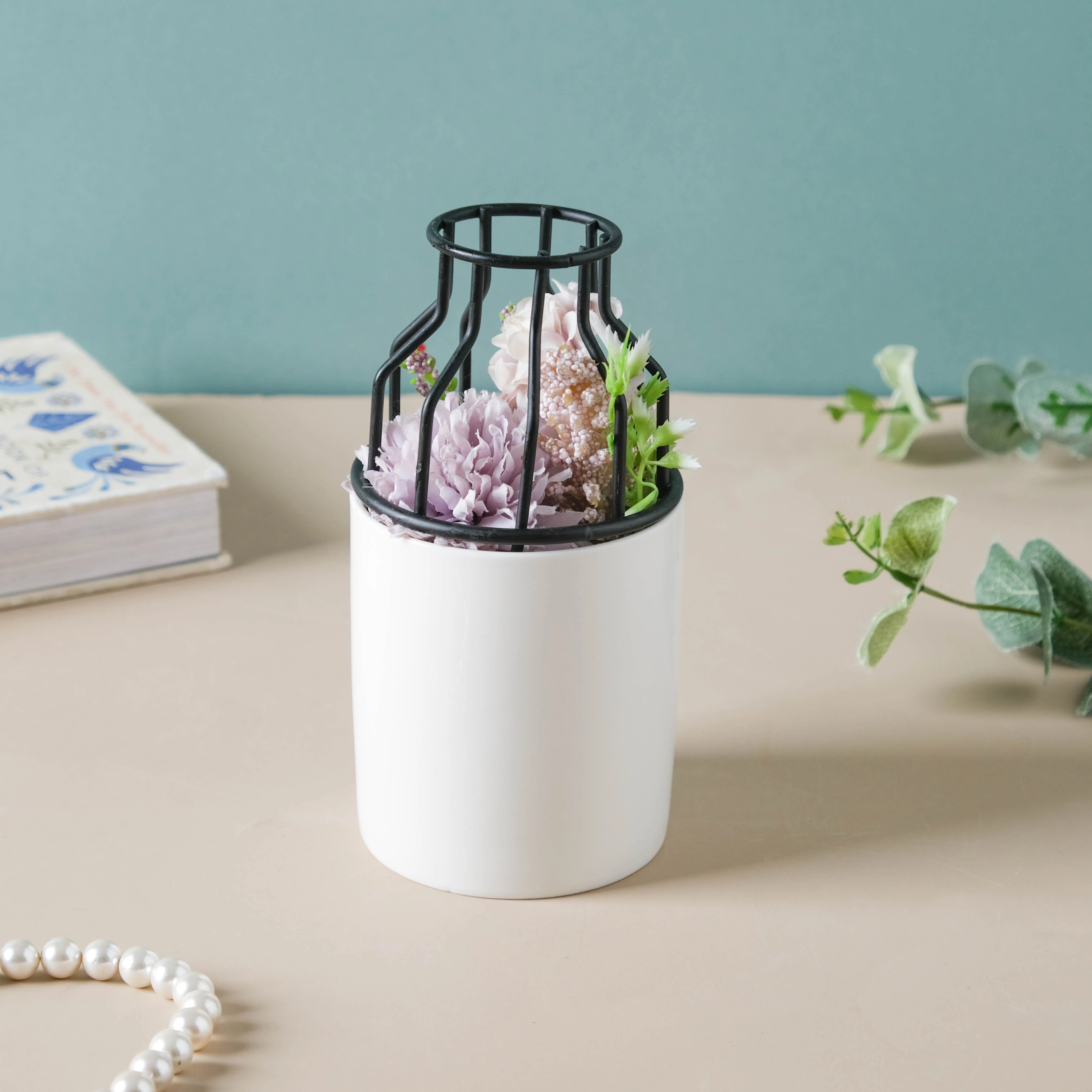 White and Black Planter For Desk - Image 3