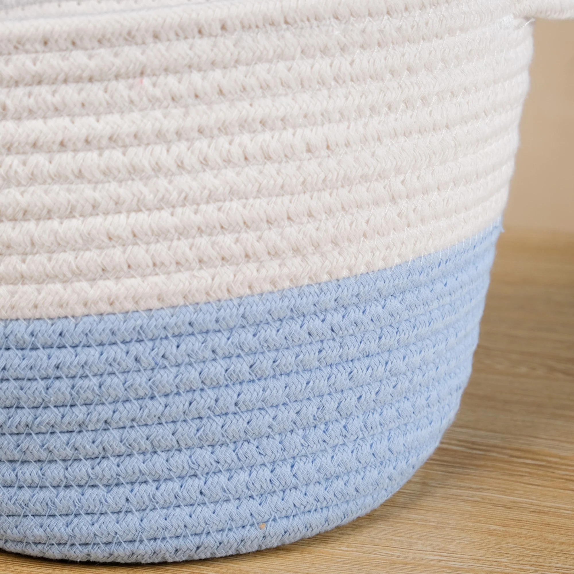 White And Blue Rope Basket Set Of 2 20cm And 18cm - Image 9