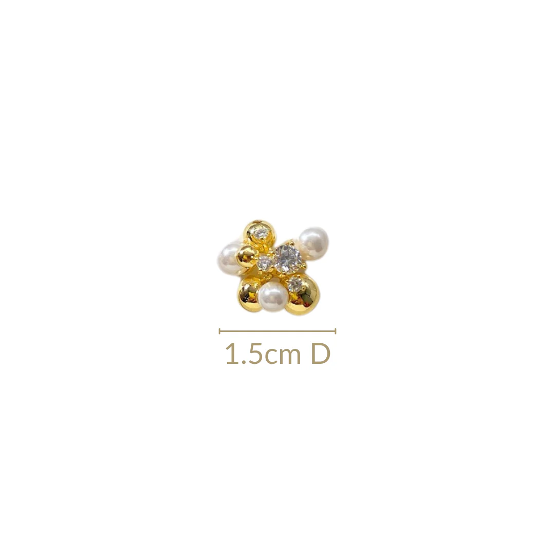 White And Gold Clustered Glowy Earrings - Image 3