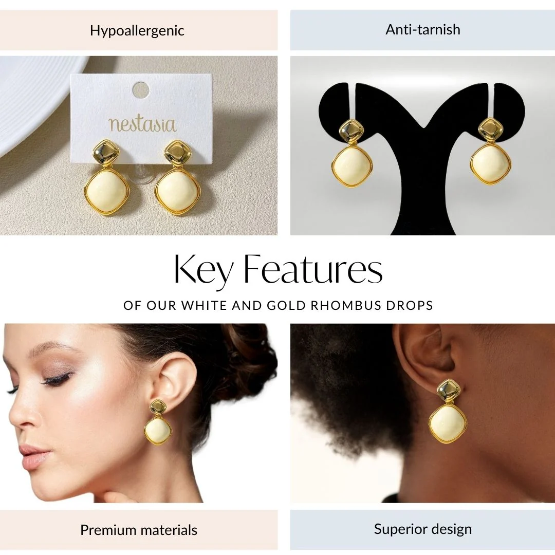 White And Gold Rhombus Drops - Image 4