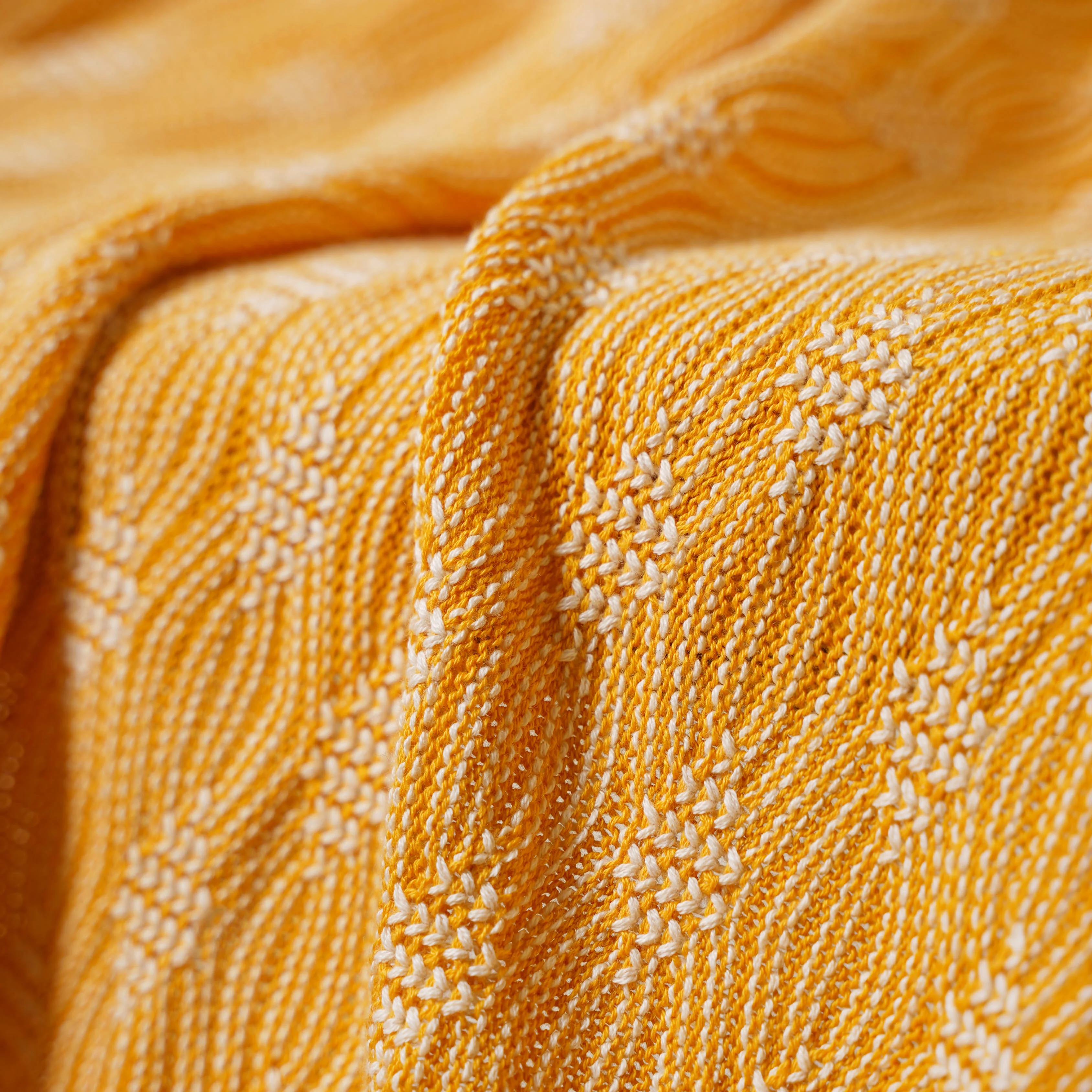 White And Yellow Textured Throw - Image 3